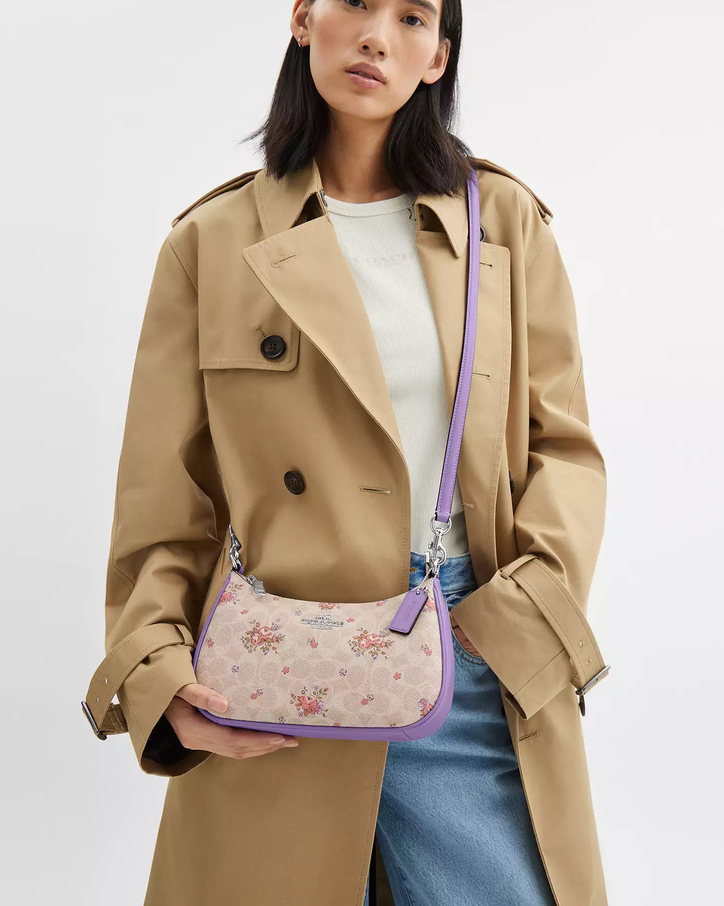 Túi Coach Teri Shoulder Bag In Signature Canvas With Floral Print Sand Multi CAL37 7