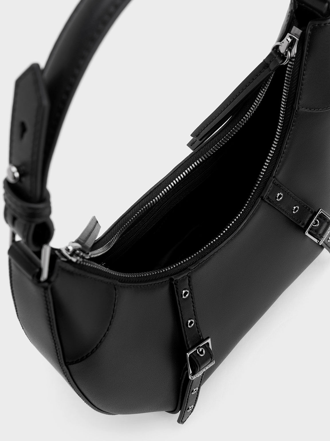 TÚI KẸP NÁCH CNK CHARLES KEITH GROMMET CRESCENT HOBO BAG NOIR CK2-41200031 2