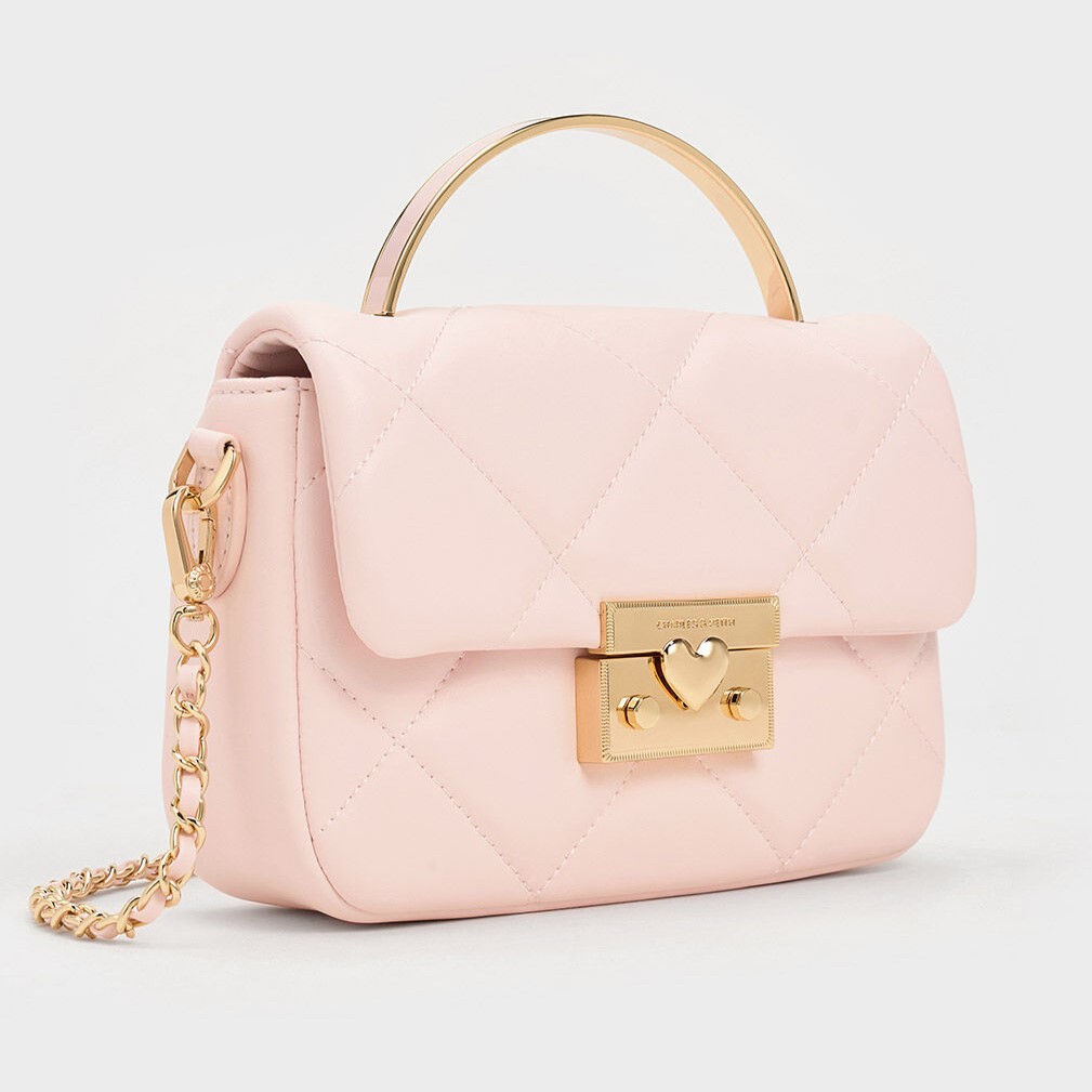 TÚI CHARLES KEITH QUILTED BOXY TOP HANDLE BAG PINK CK17-50671661 3