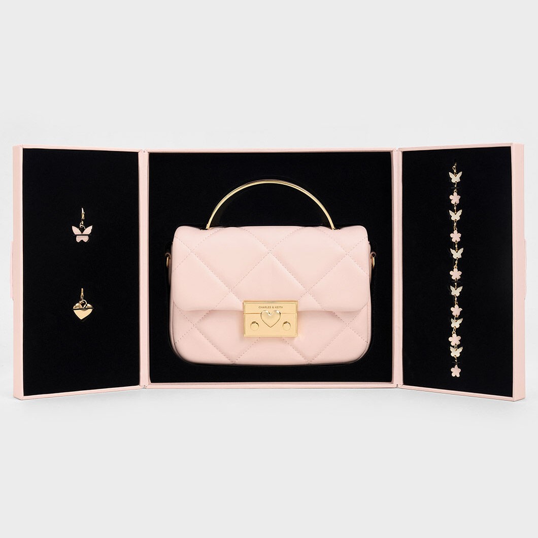 TÚI CHARLES KEITH QUILTED BOXY TOP HANDLE BAG PINK CK17-50671661 4