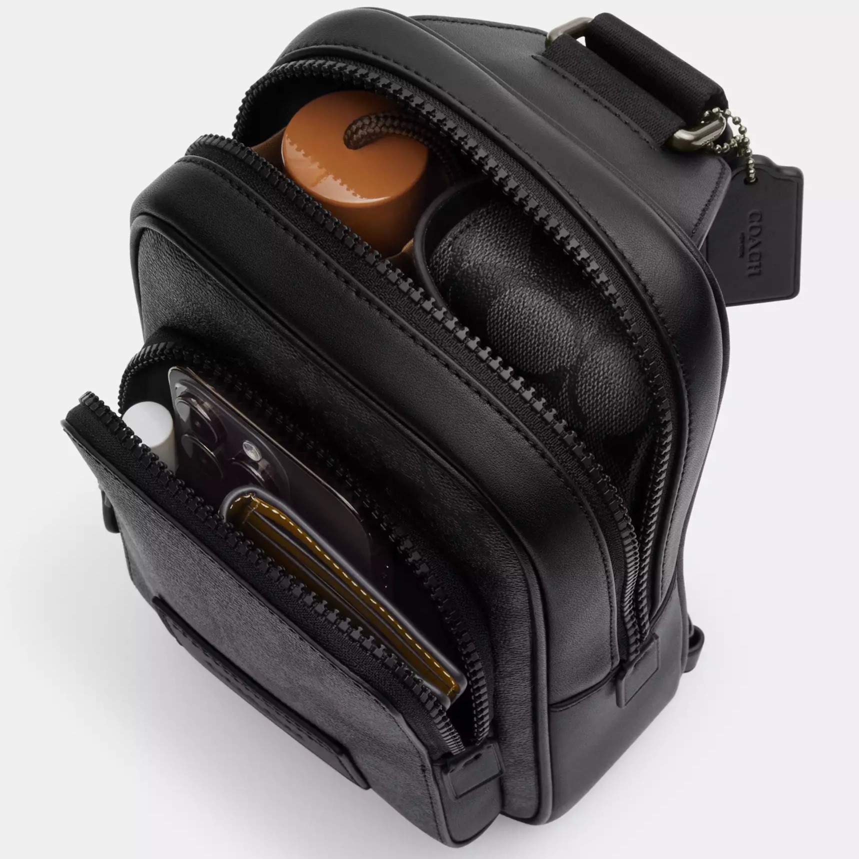 TÚI COACH NAM TRACK PACK 14 IN SIGNATURE CANVAS CHARCOAL BLACK CL412 1