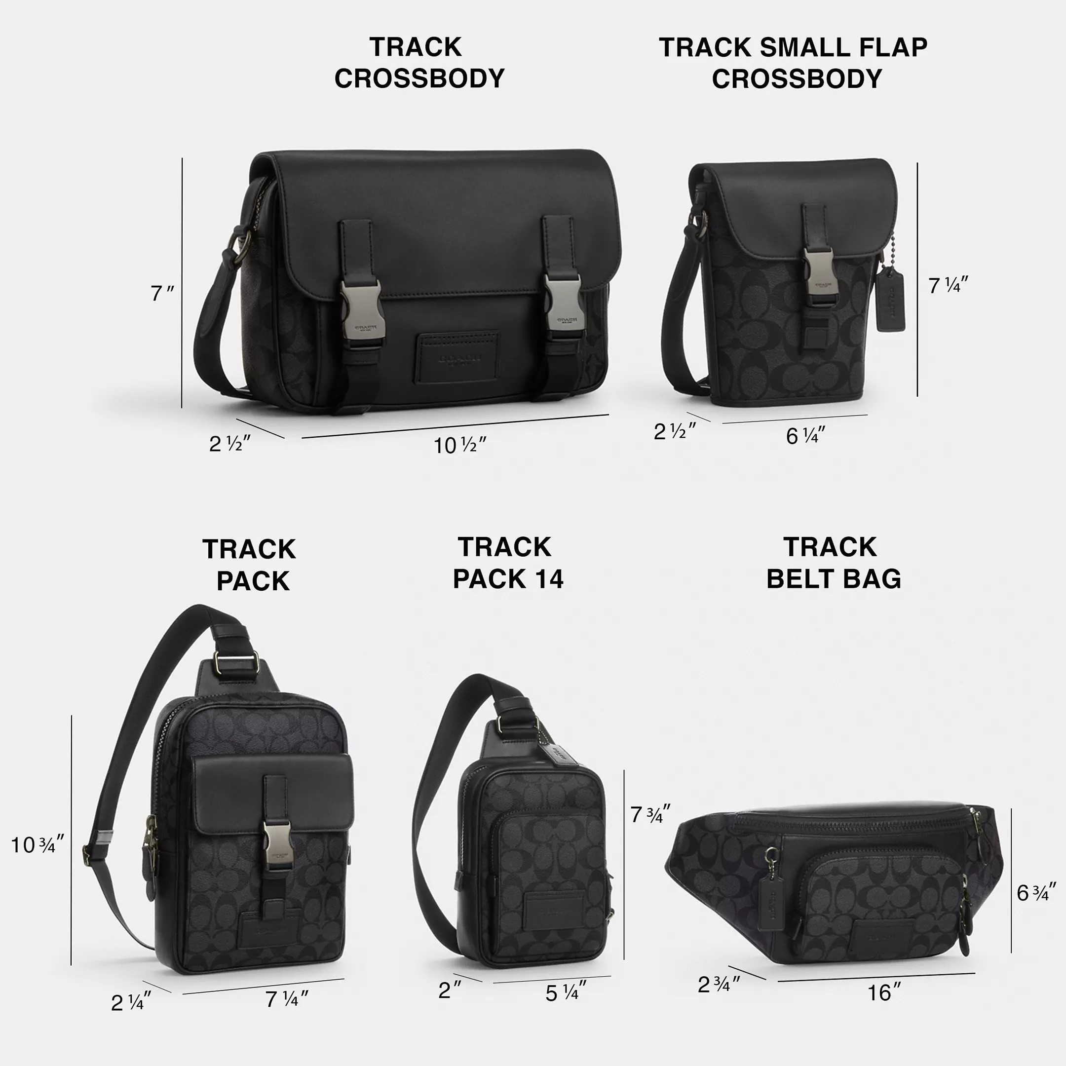 TÚI COACH NAM TRACK PACK 14 IN SIGNATURE CANVAS CHARCOAL BLACK CL412 3