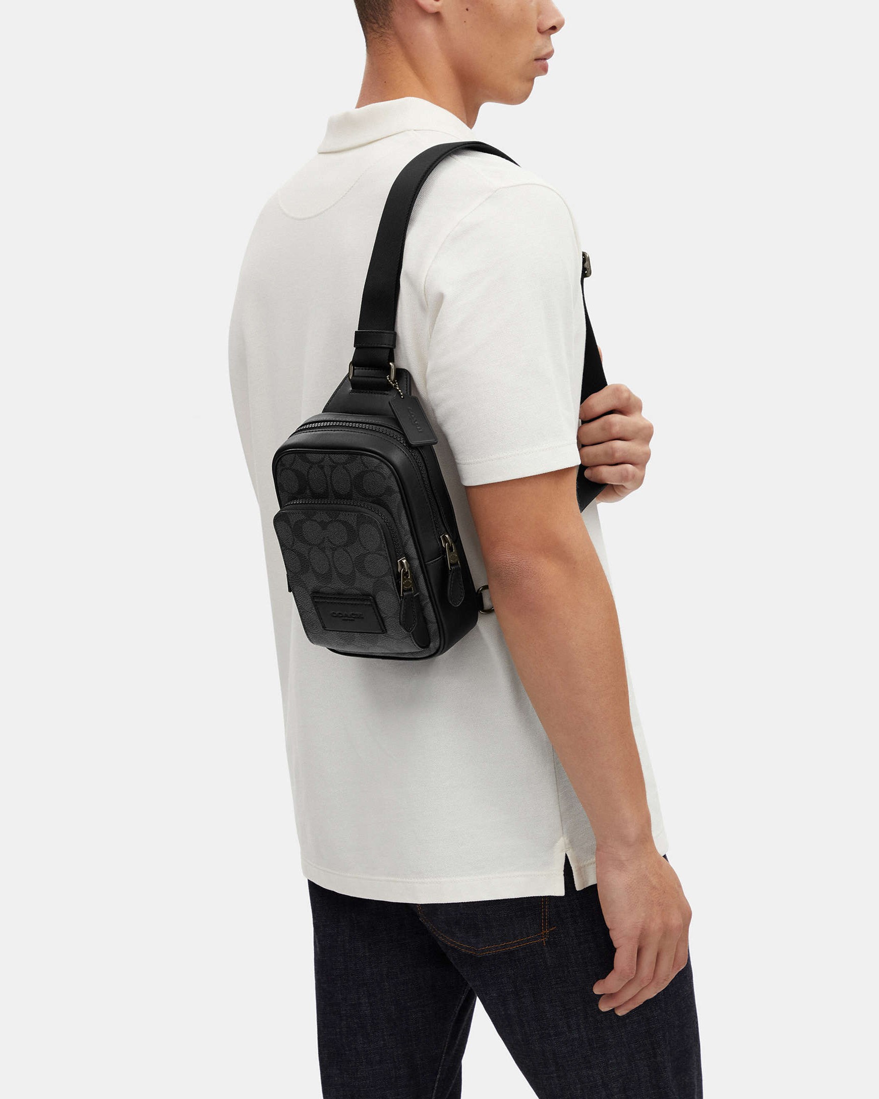 TÚI COACH NAM TRACK PACK 14 IN SIGNATURE CANVAS CHARCOAL BLACK CL412 6