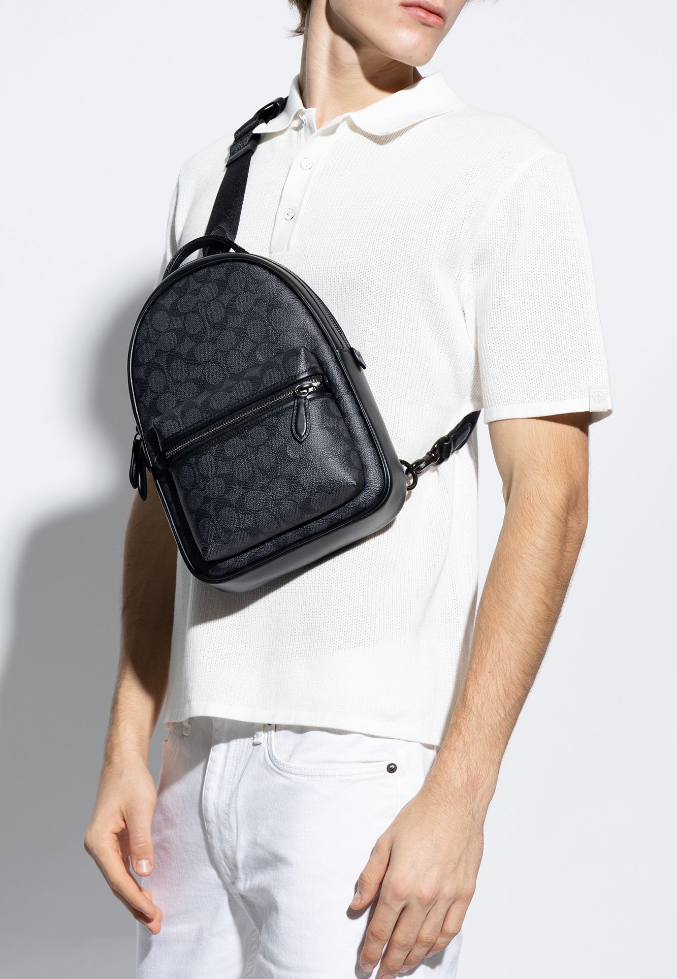TÚI ĐEO CHÉO NAM CHARTER PACK IN SIGNATURE CANVAS CHARCOAL CP126 4