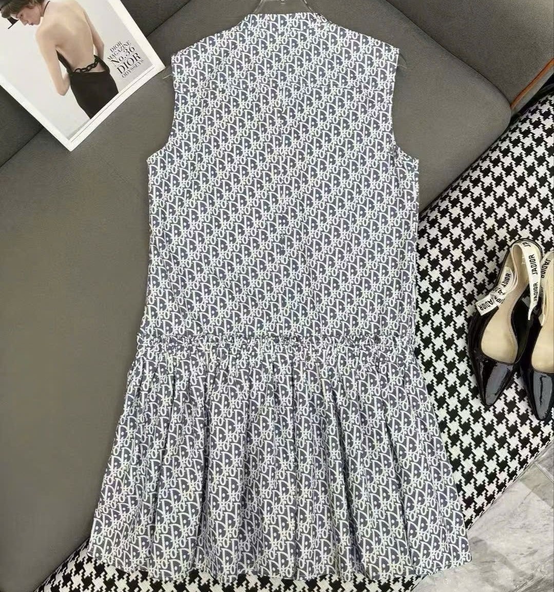 Đầm sát nách nữ Dior dây rút eo 3