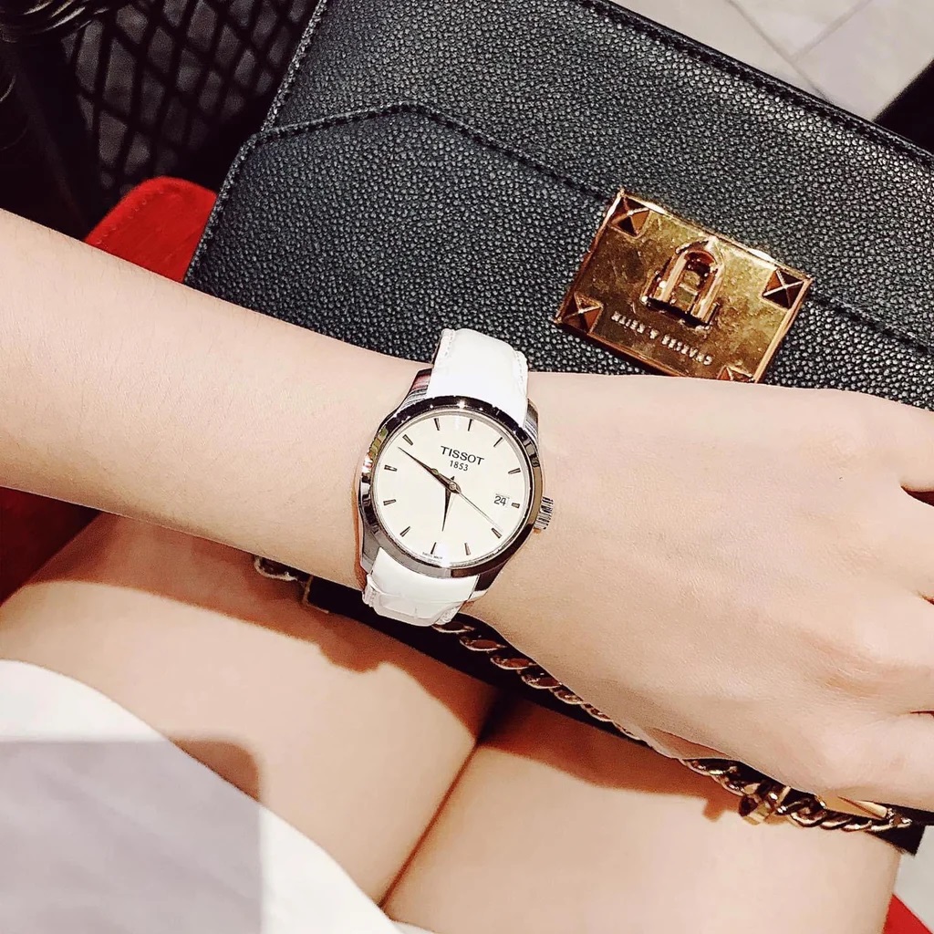 Đồng hồ nữ Tissot T-Classic Couturier White Leather Quartz Ladies T035.210.16.011.00 10