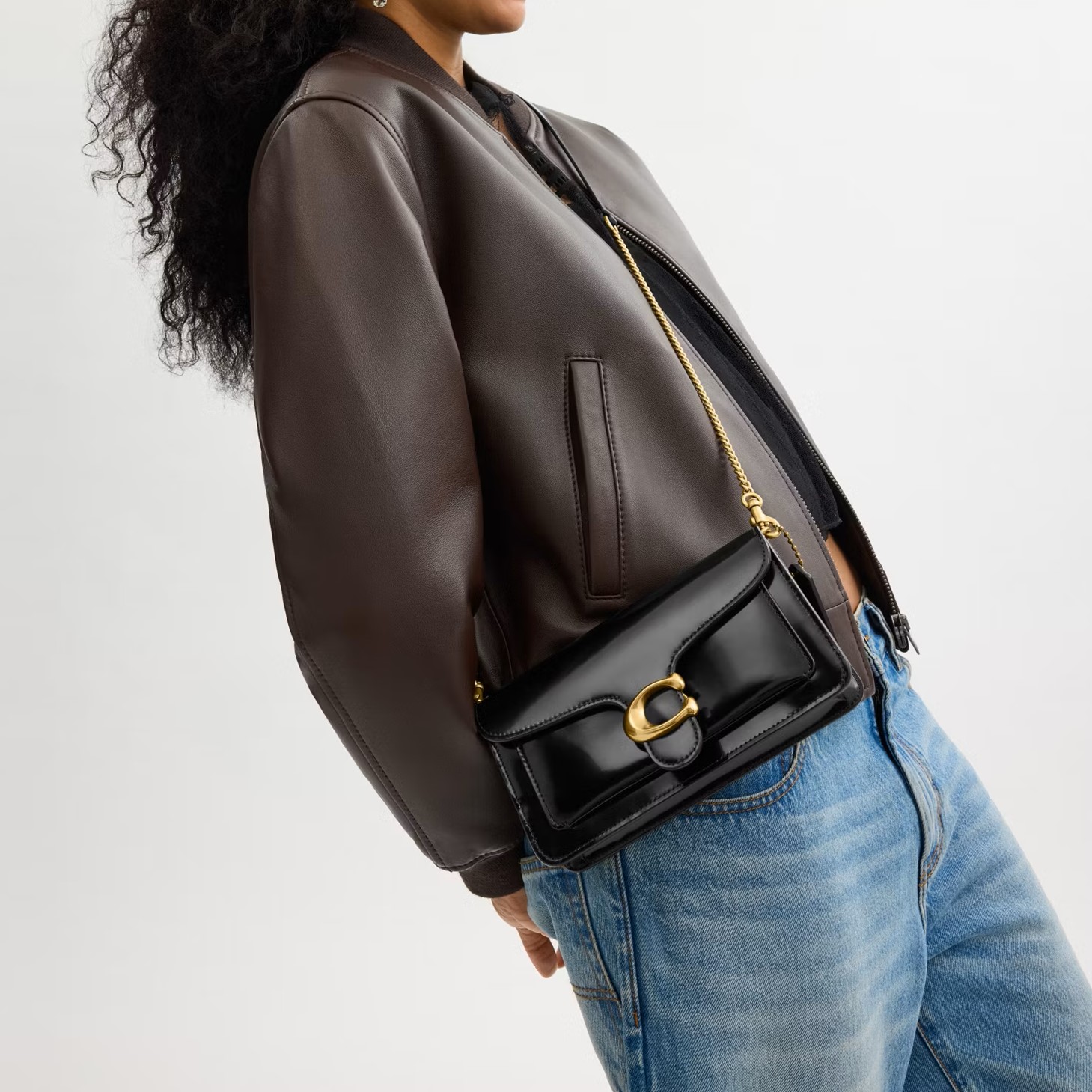 Túi Coach Tabby Chain Clutch Spazzolato Leather Black CW554 11