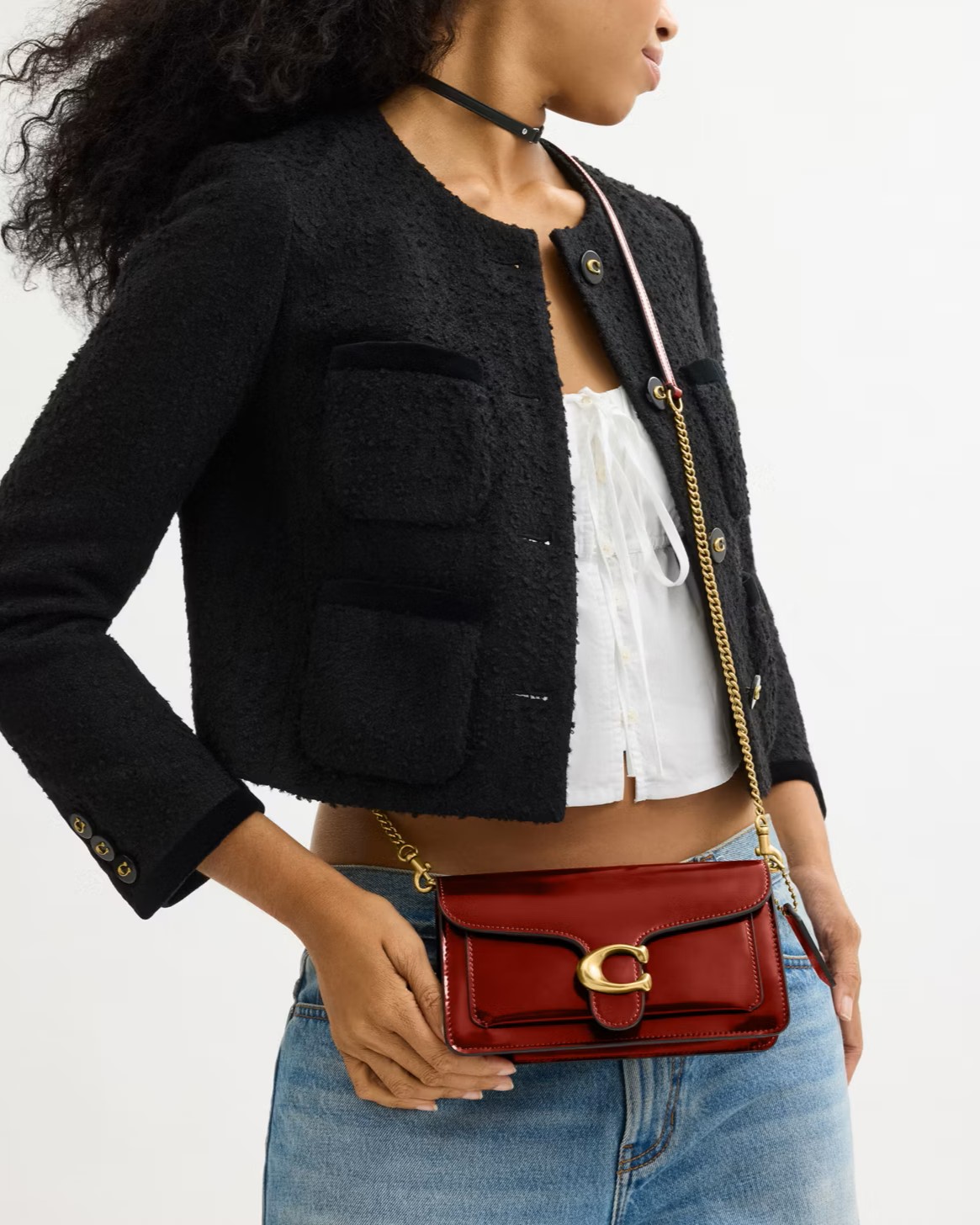 Túi Coach Tabby Chain Clutch Spazzolato Leather Ruby CW554 1