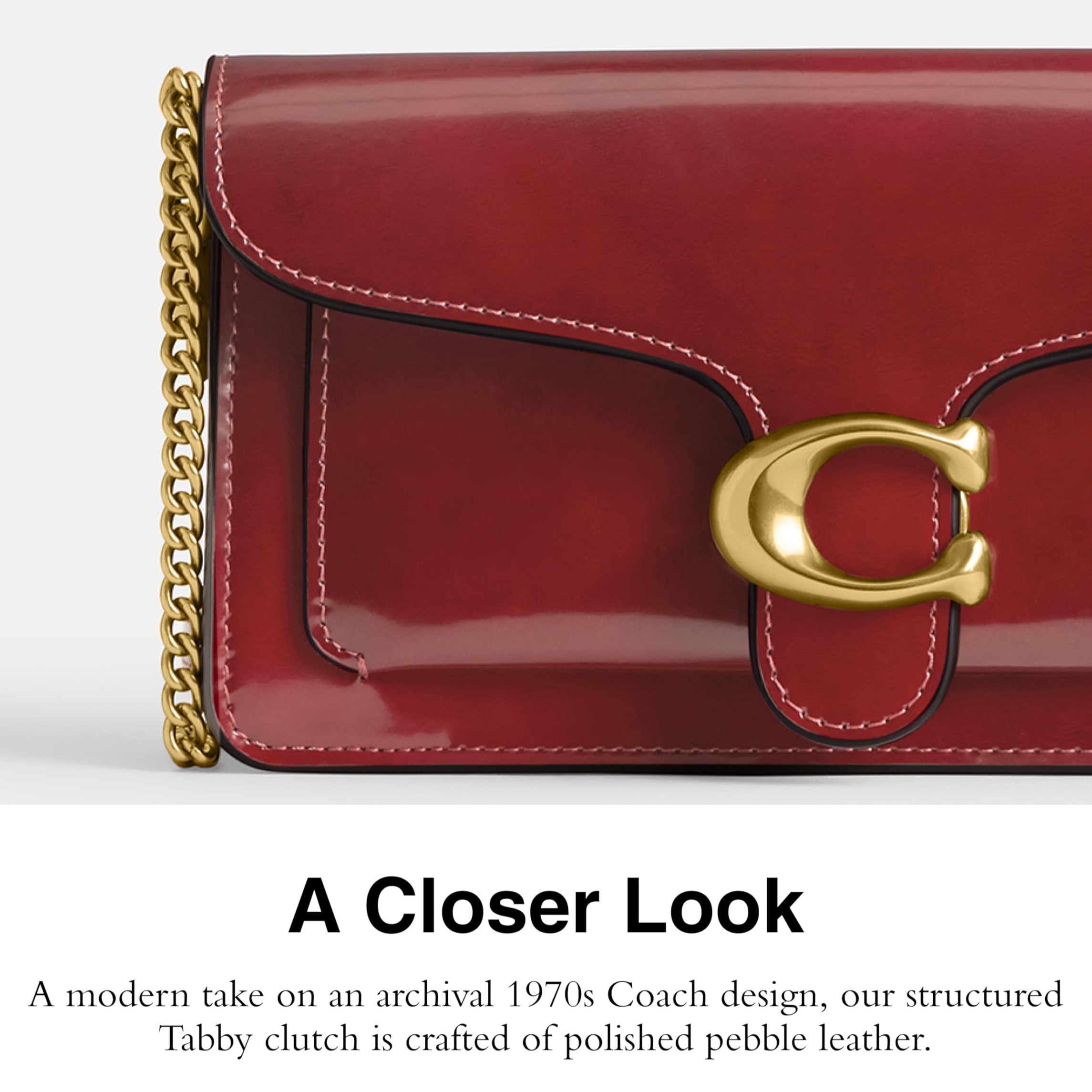 Túi Coach Tabby Chain Clutch Spazzolato Leather Ruby CW554 4