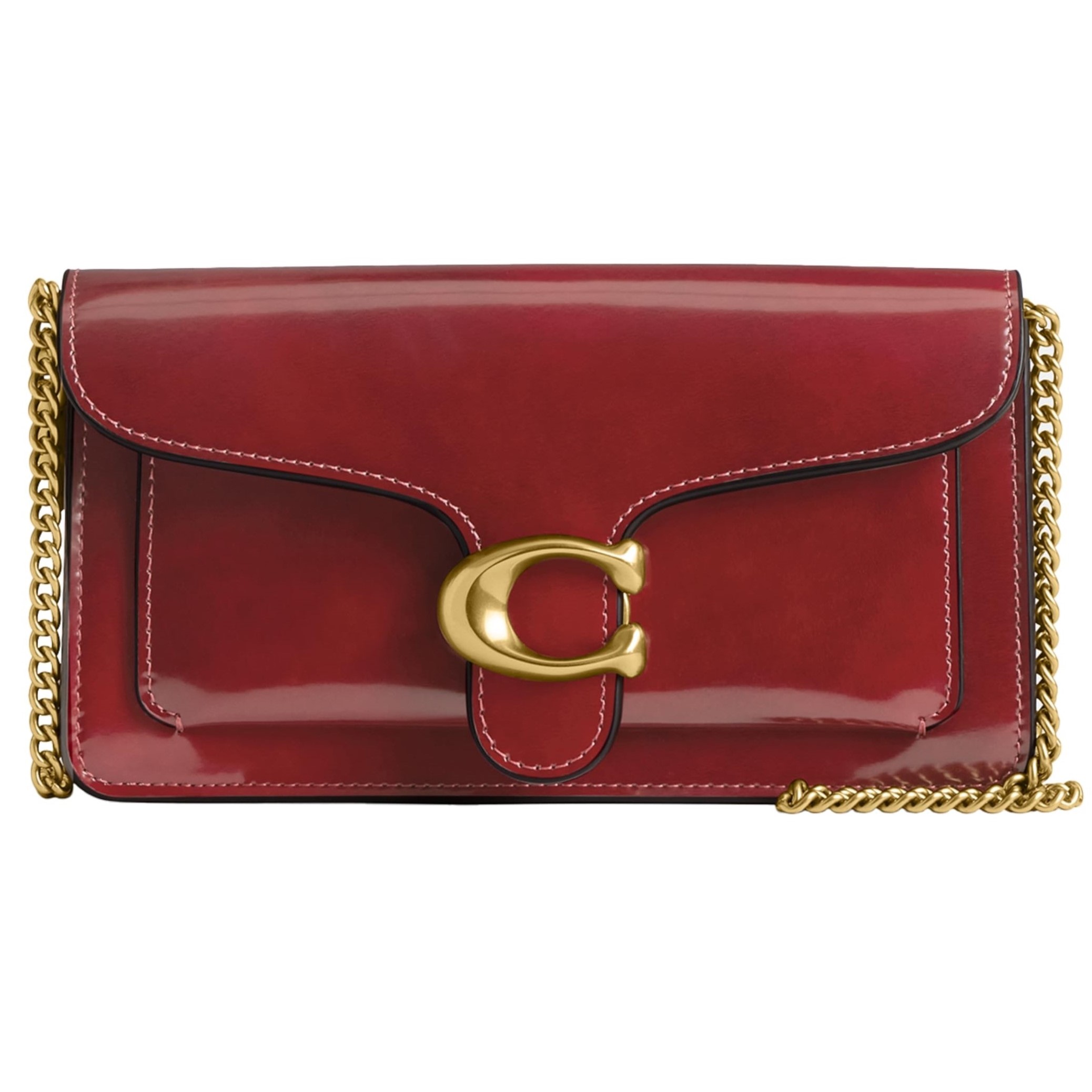 Túi Coach Tabby Chain Clutch Spazzolato Leather Ruby CW554 8