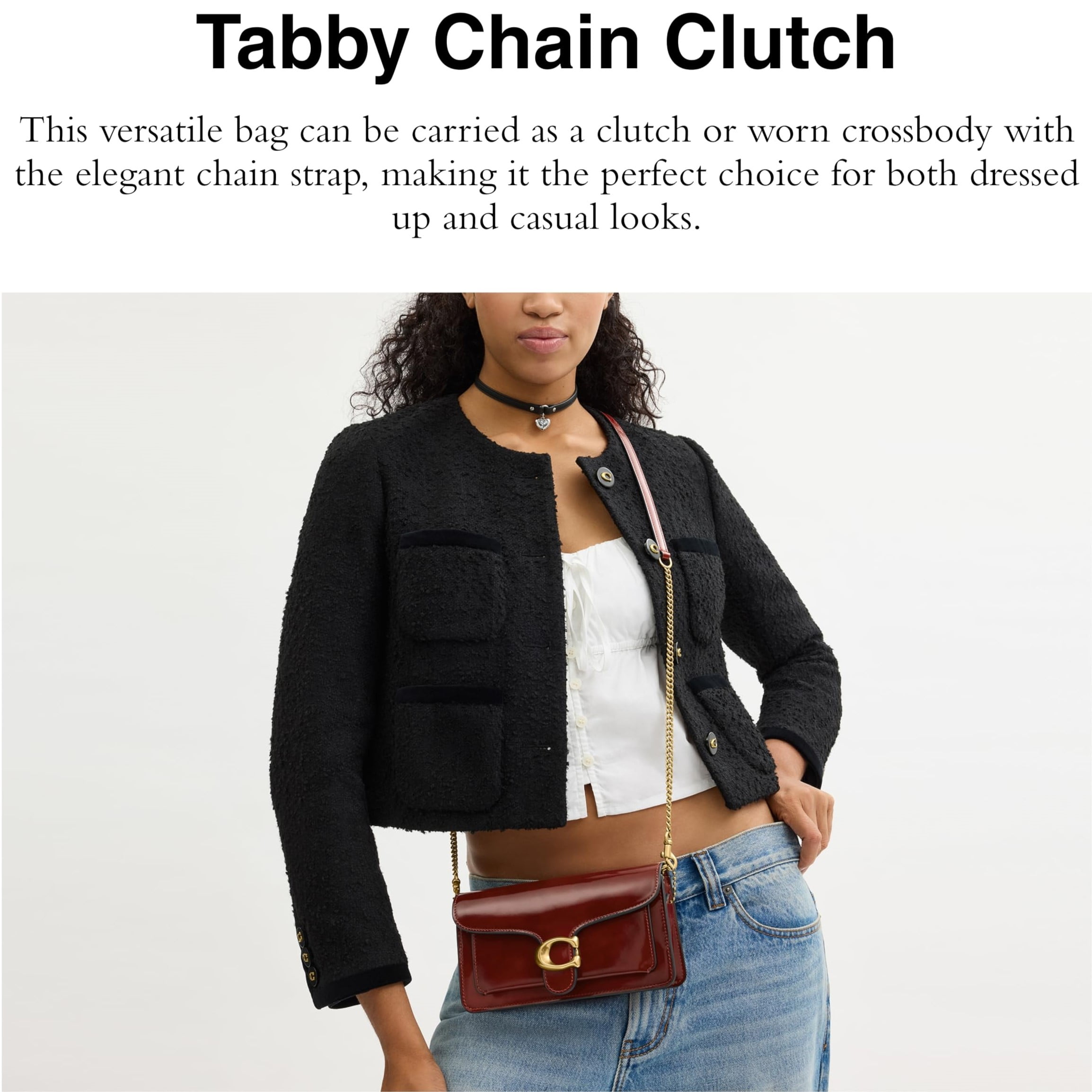 Túi Coach Tabby Chain Clutch Spazzolato Leather Ruby CW554 9
