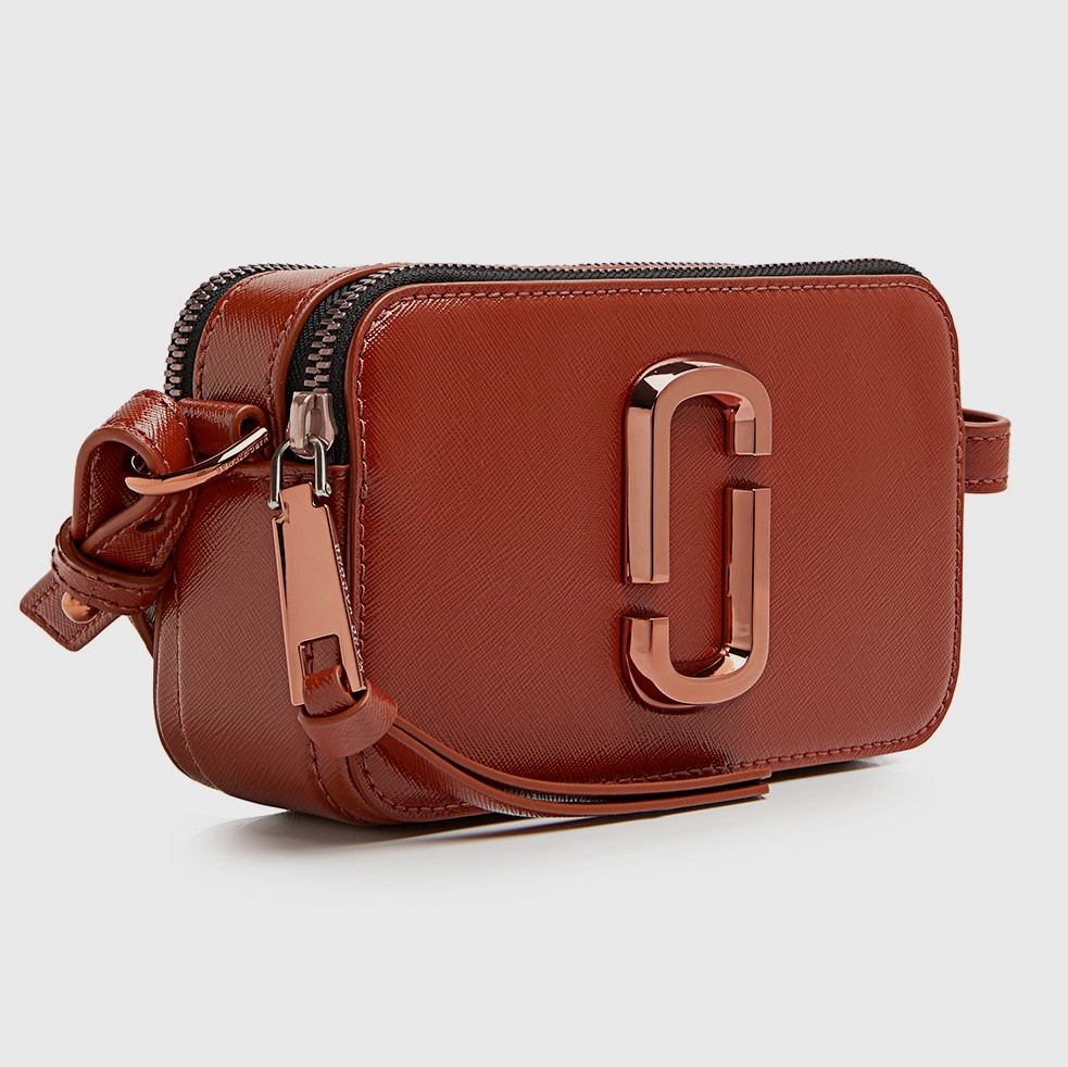 Túi đeo chéo nữ Marc Jacobs màu cam nâu The Snapshot Monochrome Leather Camera Bag 5