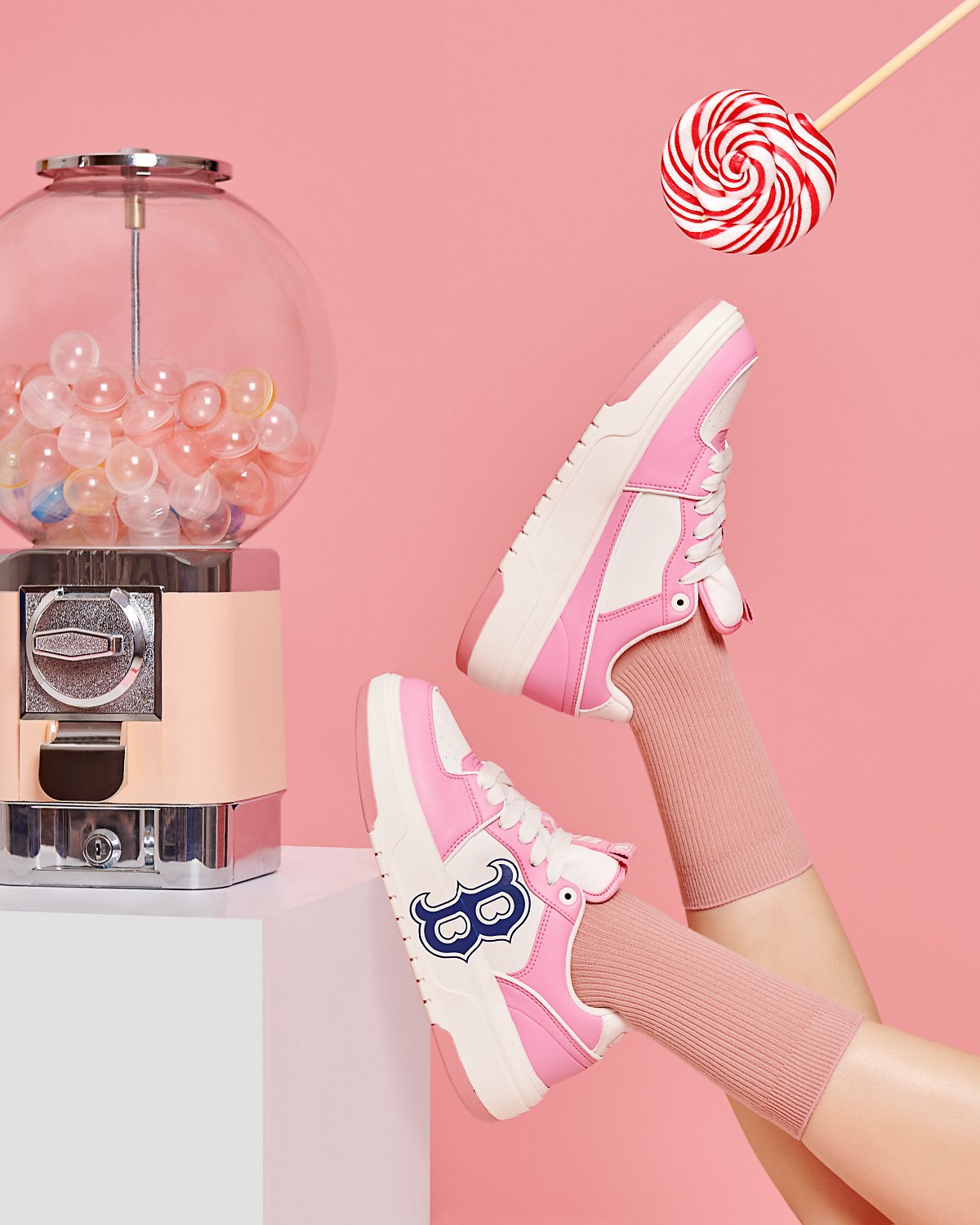 Giày Sneaker MLB B Chunky Liner Candy Pop Boston Red Sox Pink 3ASXCLB3N-43PKS 23