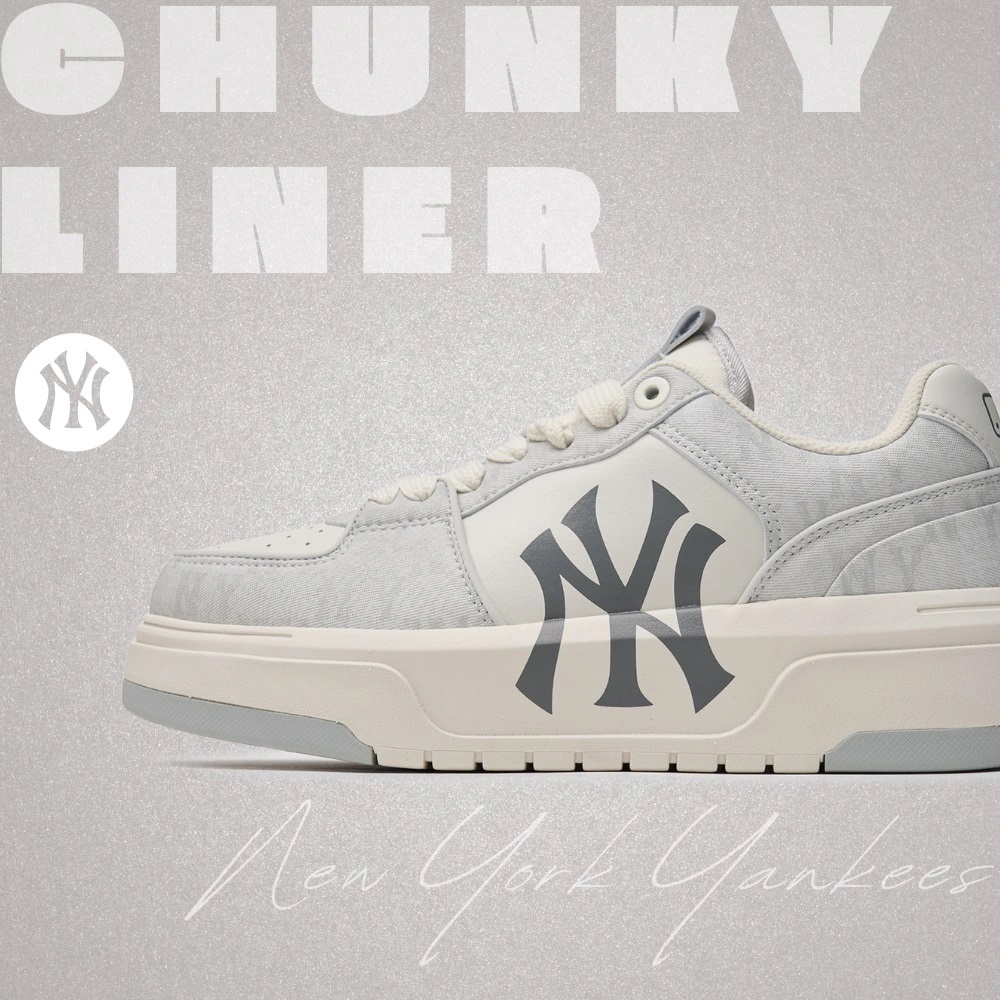 Giày thể thao MLB Chunky Liner Denim Classic Mono New York Yankees Grey 3ASXCLD4N-50GRS 2