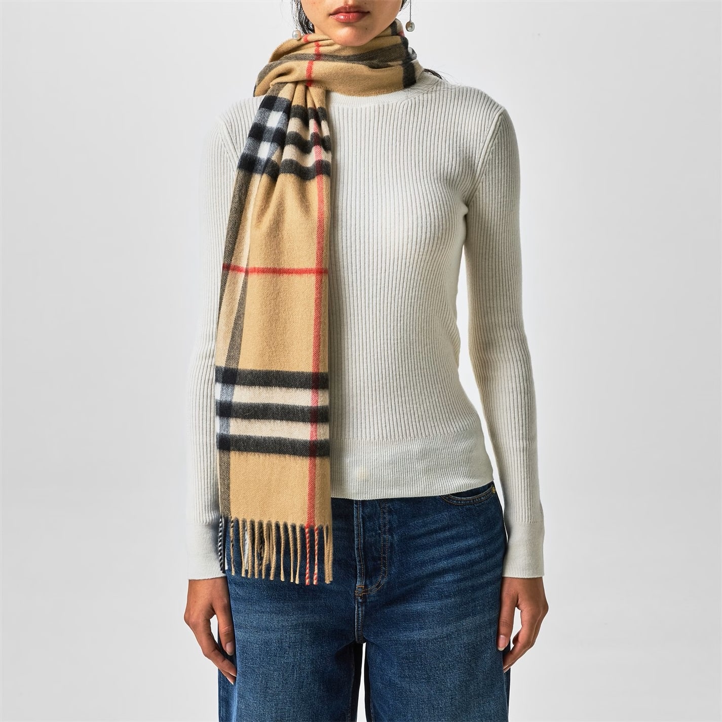 Khăn Burberry Check Cashmere Scarf Arc Beige 2