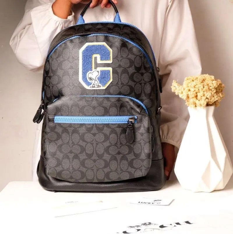 Balo Coach x Peanuts West Backpack In Signature Canvas With Snoopy 3