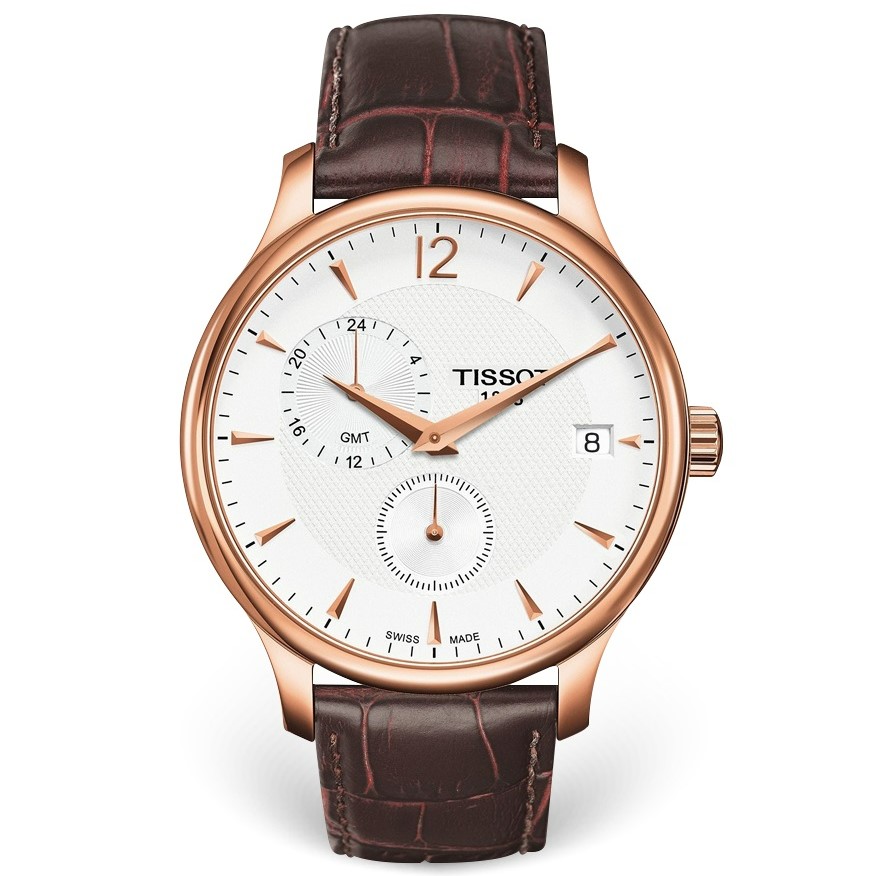 ĐỒNG HỒ NAM DÂY DA TISSOT TRADITION GMT ROSE GOLD LEATHER STRAP WATCH T063.639.36.037.00 5