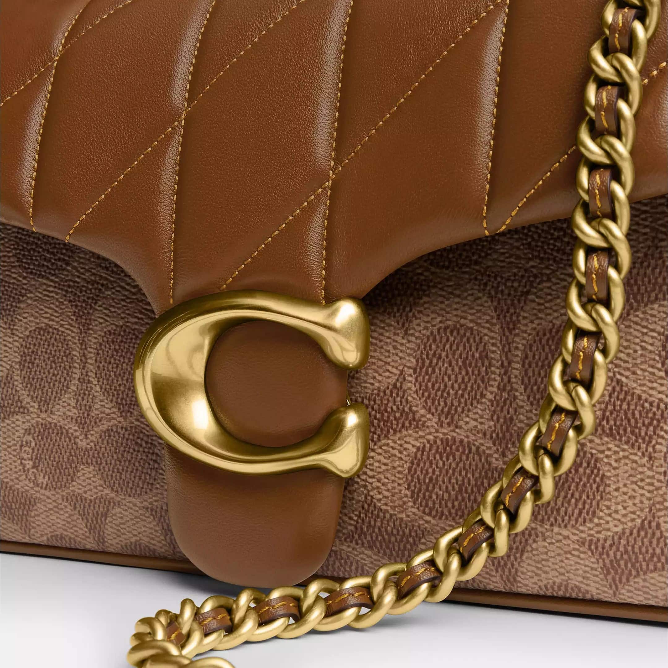 Túi Coach Tabby Shoulder Bag 26 In Signature Canvas With Quilting Brass Tan Brown CY815 1