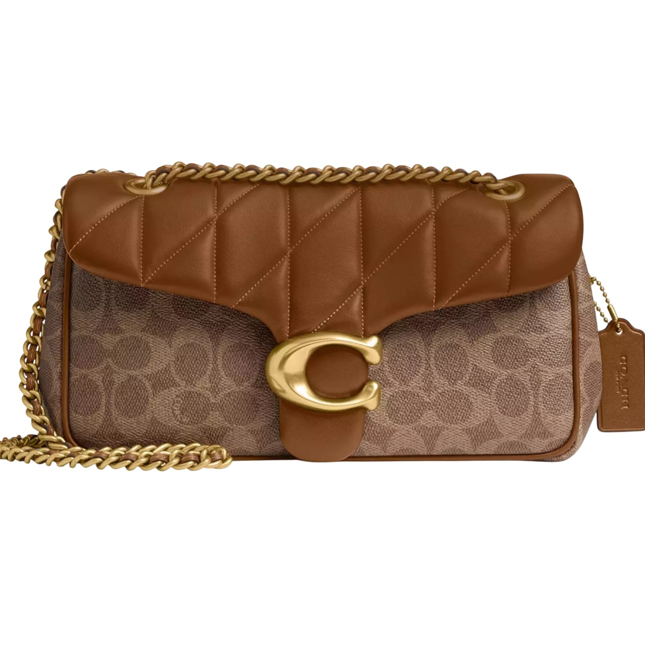 Túi Coach Tabby Shoulder Bag 26 In Signature Canvas With Quilting Brass Tan Brown CY815 2