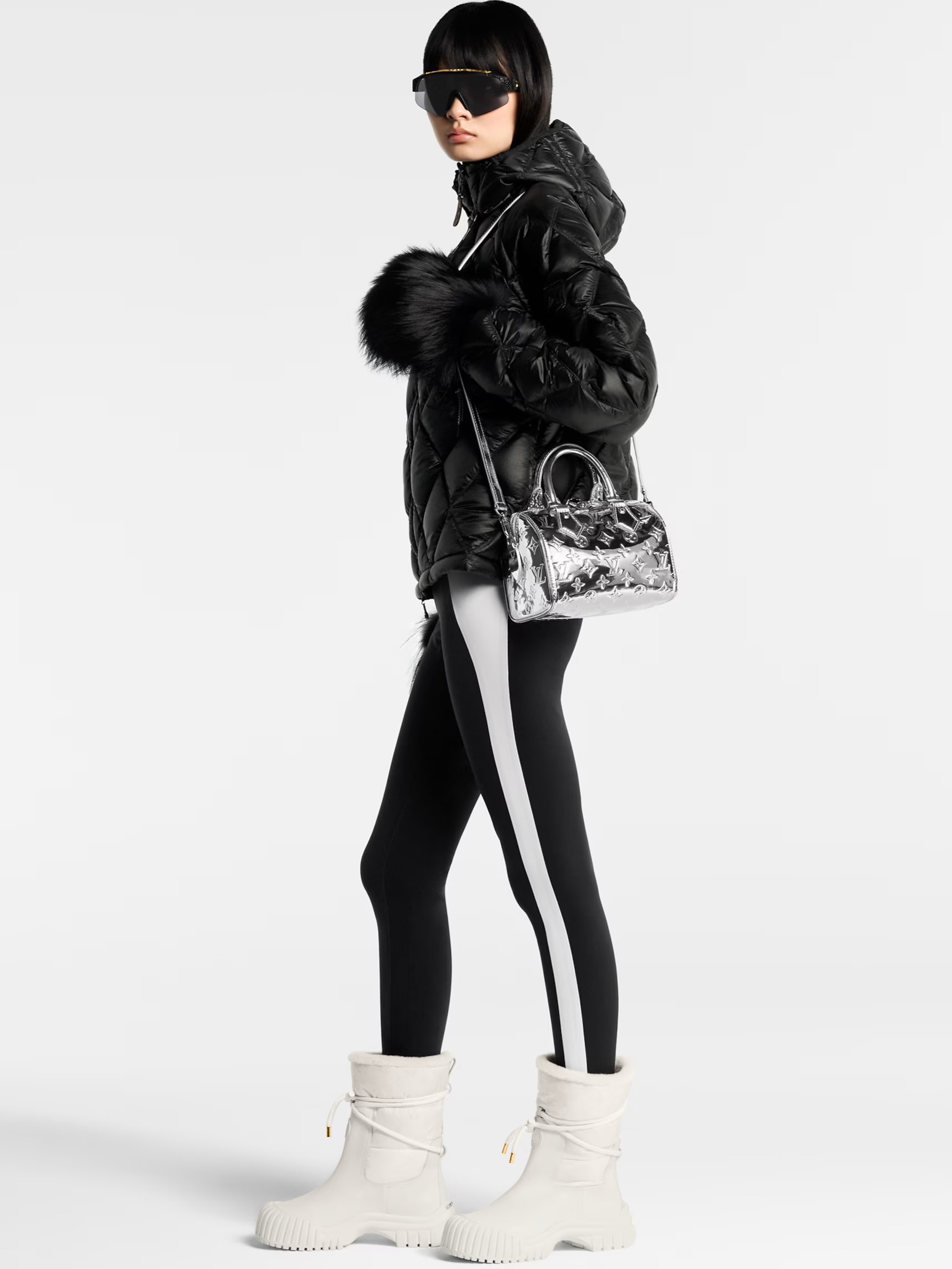 Túi LV nữ Ski Speedy Bandoulière 20 Monogram Embossed Coated Canvas Silver M11987 2