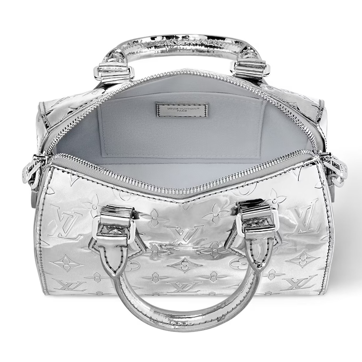 Túi LV nữ Ski Speedy Bandoulière 20 Monogram Embossed Coated Canvas Silver M11987 4