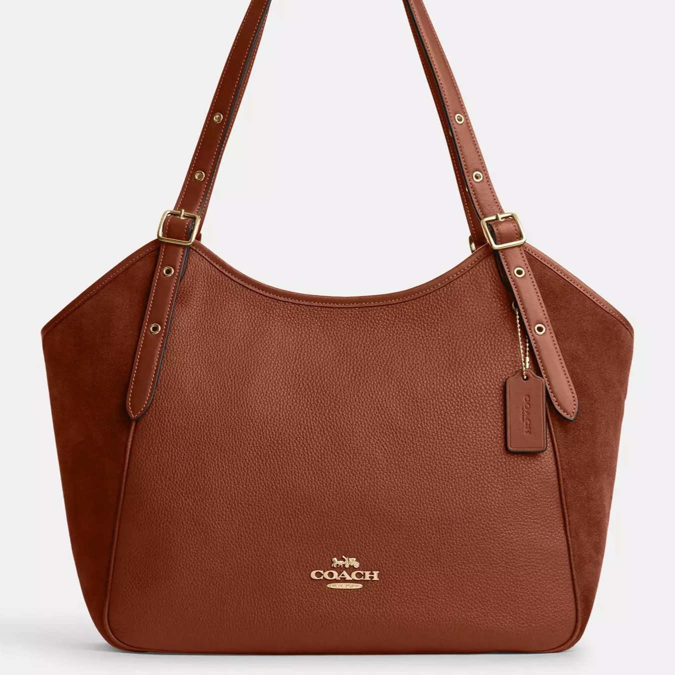 TÚI COACH NỮ MEADOW SHOULDER BAG SUEDE AND REFINED PEBBLE LEATHER REDWOOD CM075 3