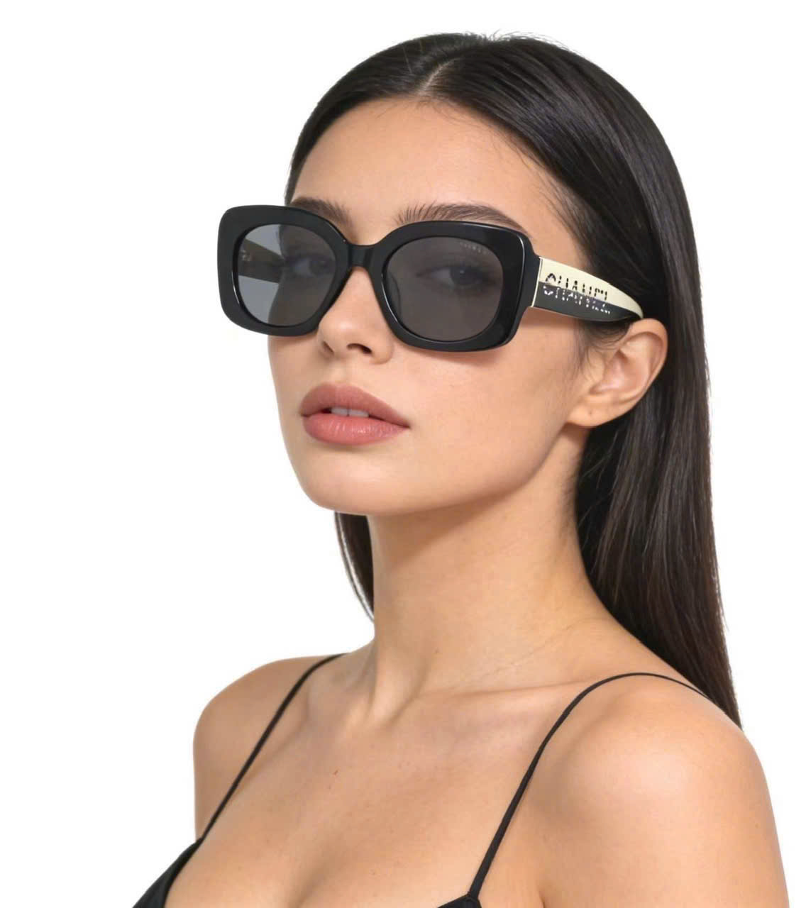 Kính mát Chanel Square Sunglasses Black Acetate Frame Grey Lenses 5563B 1