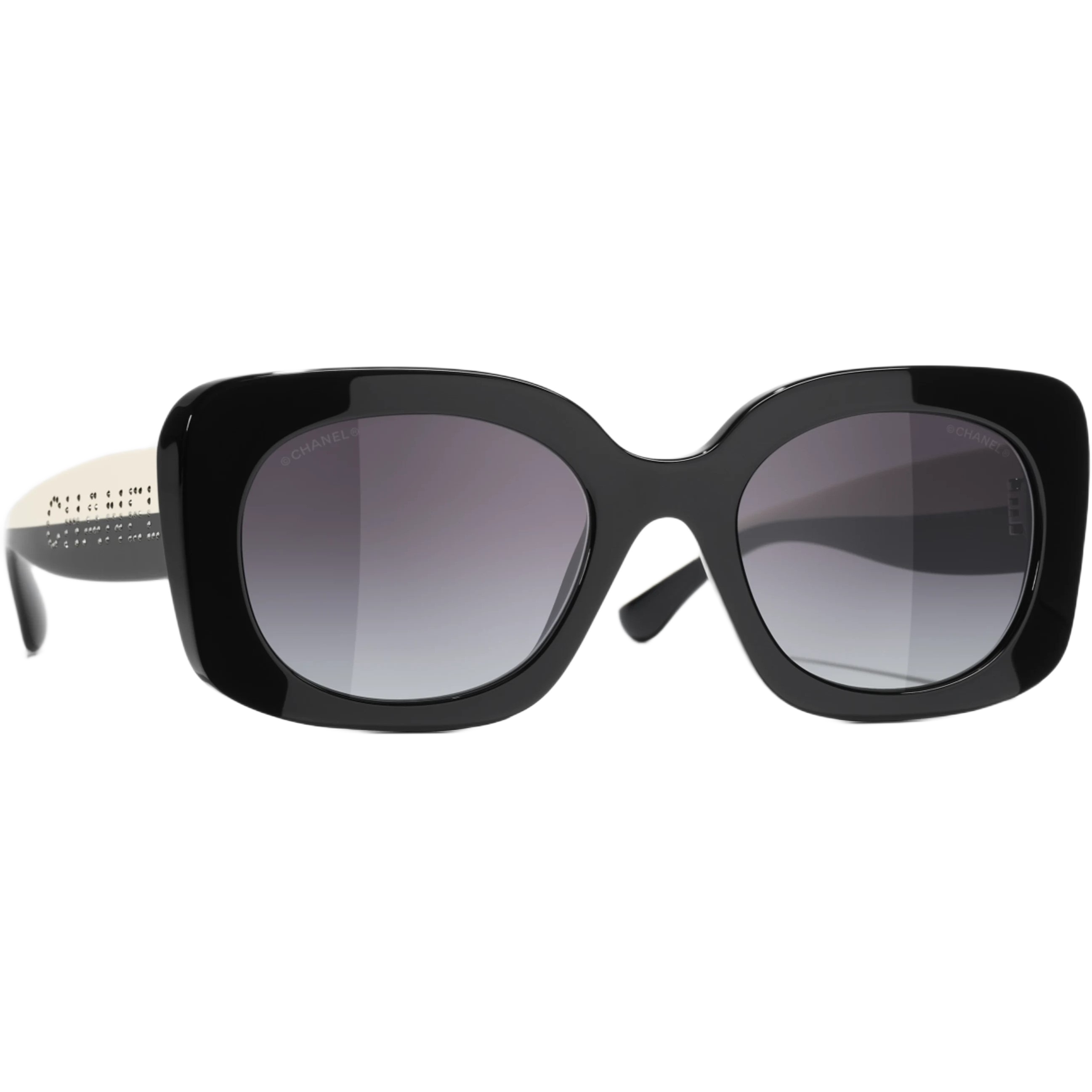 Kính mát Chanel Square Sunglasses Black Acetate Frame Grey Lenses 5563B 2