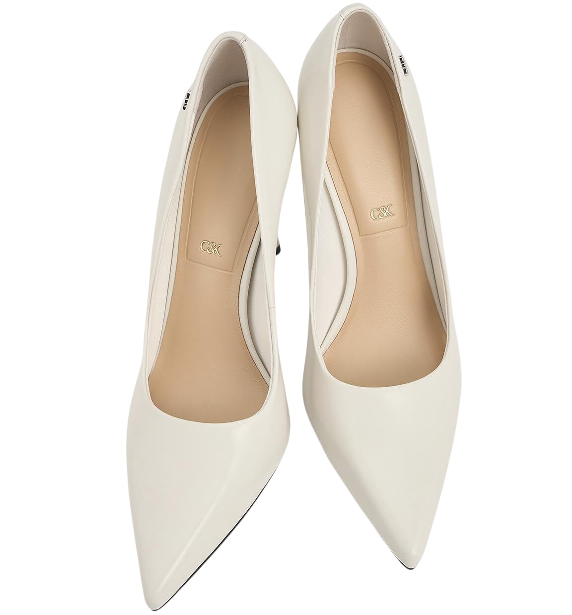 Giày cao gót mũi nhọn Charles Keith Kyra Leather Pointed Toe Pumps Chalk SL1-60280472-1 1