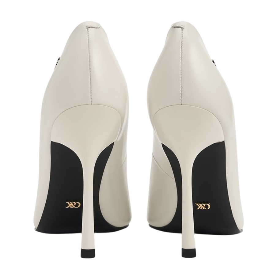 Giày cao gót mũi nhọn Charles Keith Kyra Leather Pointed Toe Pumps Chalk SL1-60280472-1 6