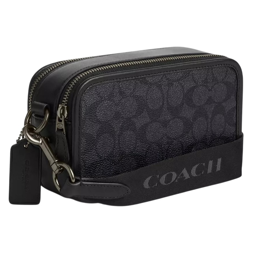 Túi Coach Nam Wyatt Crossbody Bag In Signature Canvas Gunmetal Charcoal Black CW365 1