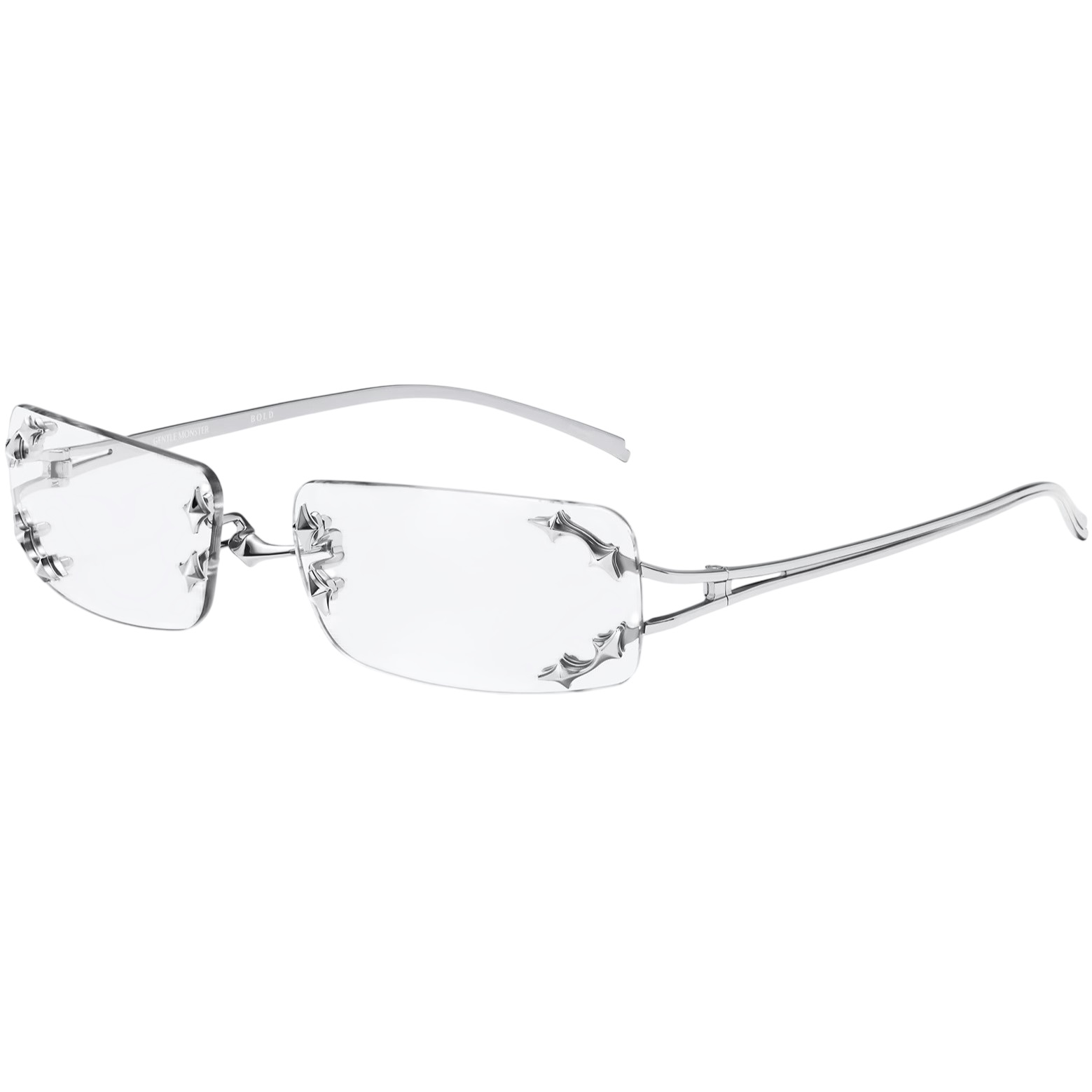 Mắt kính gọng cận Gentle Monster Mosh 02 Square Glasses in Glossy Silver Metal 1
