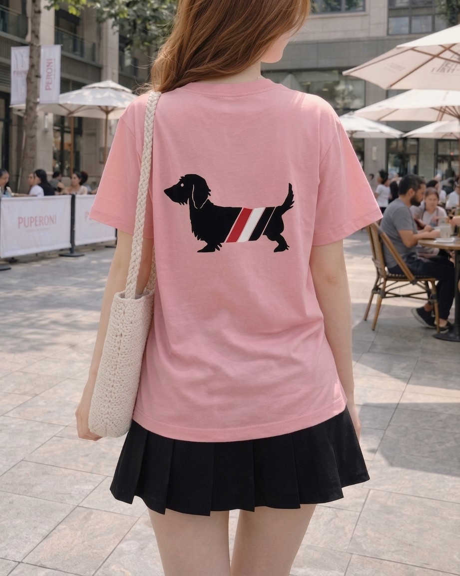 Áo thun phom rộng nhiều màu Thom Browne họa tiết cún 2