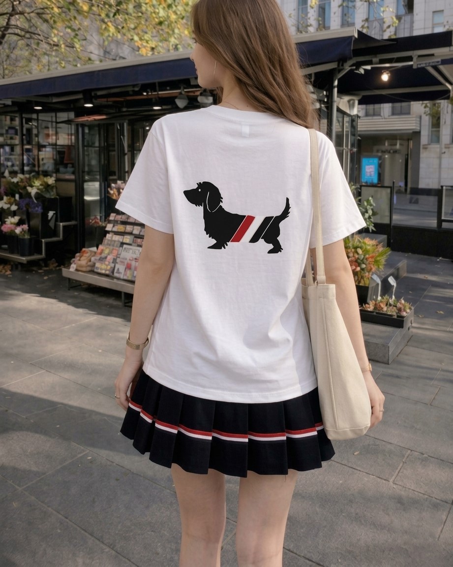 Áo thun phom rộng nhiều màu Thom Browne họa tiết cún 4