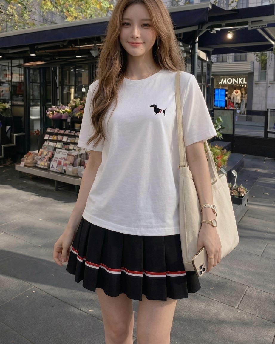 Áo thun phom rộng nhiều màu Thom Browne họa tiết cún 5