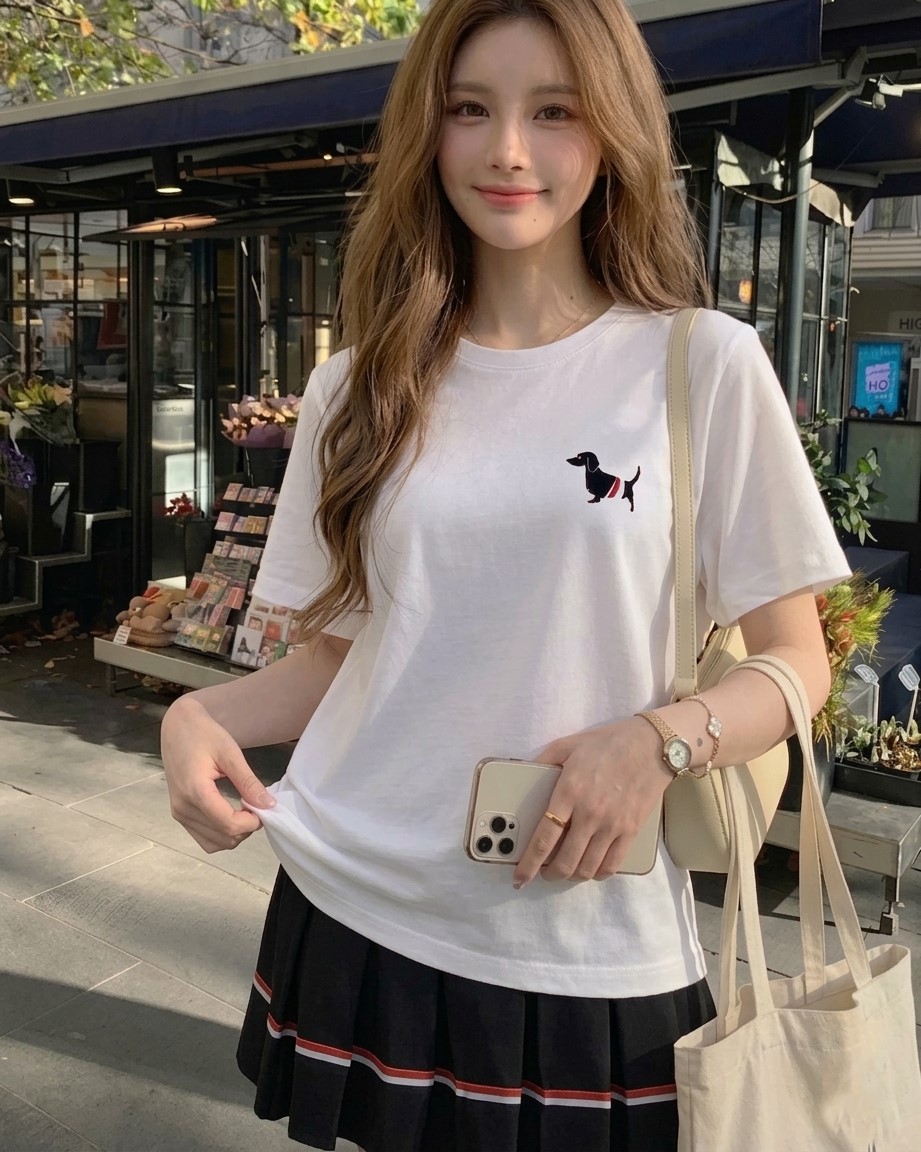 Áo thun phom rộng nhiều màu Thom Browne họa tiết cún 3
