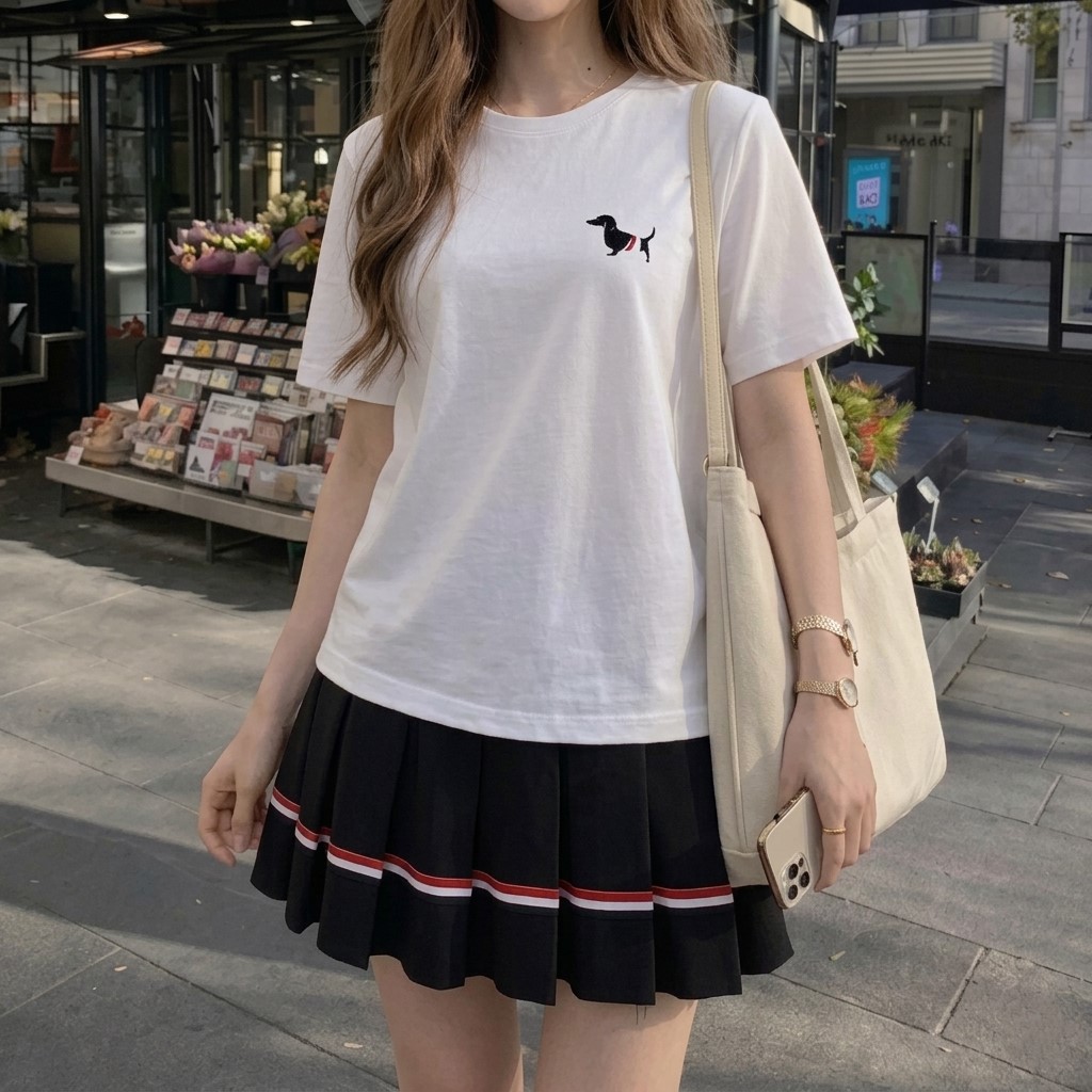 Áo thun phom rộng nhiều màu Thom Browne họa tiết cún 9