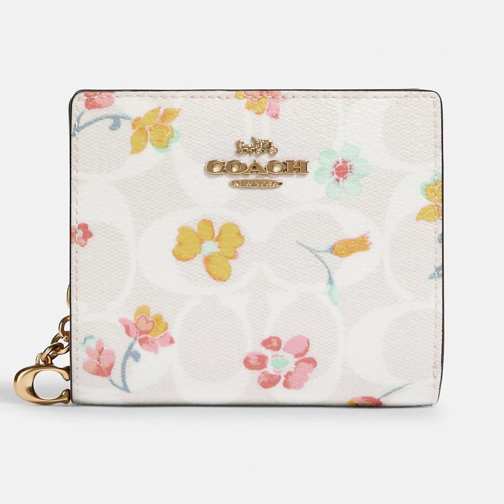 Ví Coach Snap Wallet In Signature Canvas With Mystical Floral Print