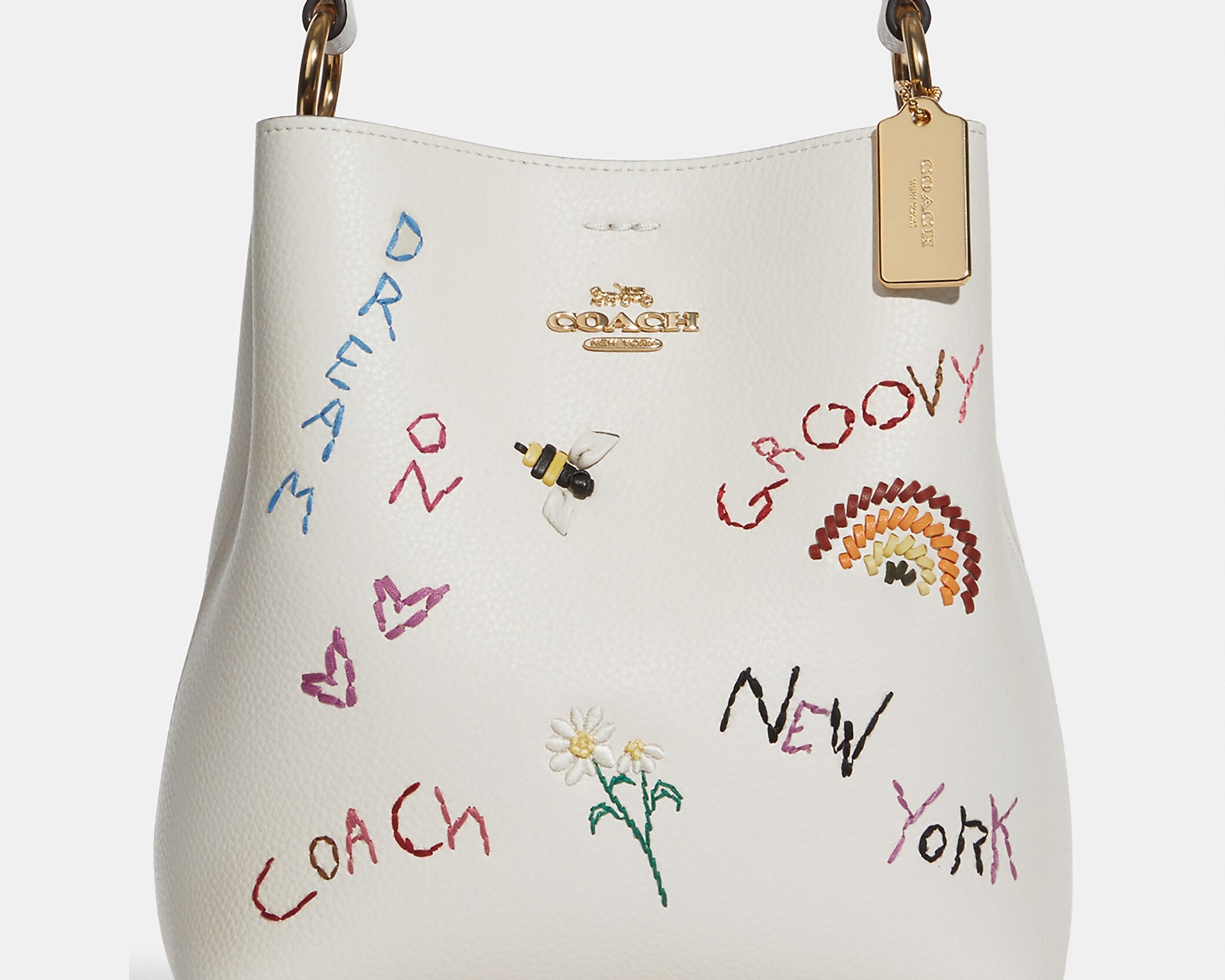 TÚI COACH SMALL TOWN BUCKET BAG WITH DIARY EMBROIDERY 2