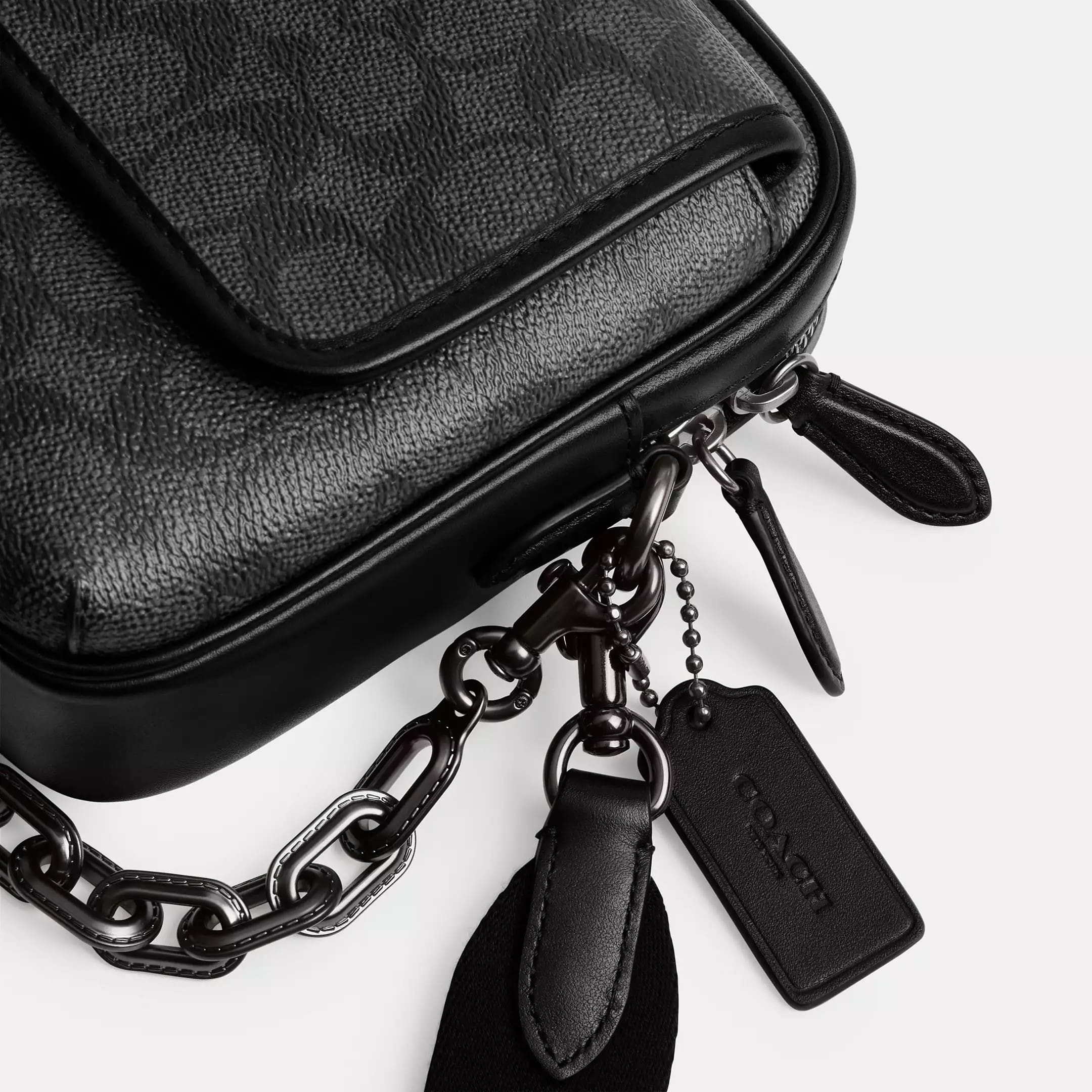TÚI XÁCH NAM COACH CHARTER FLAP CROSSBODY 24 IN SIGNATURE CANVAS CHARCOAL CR712 4