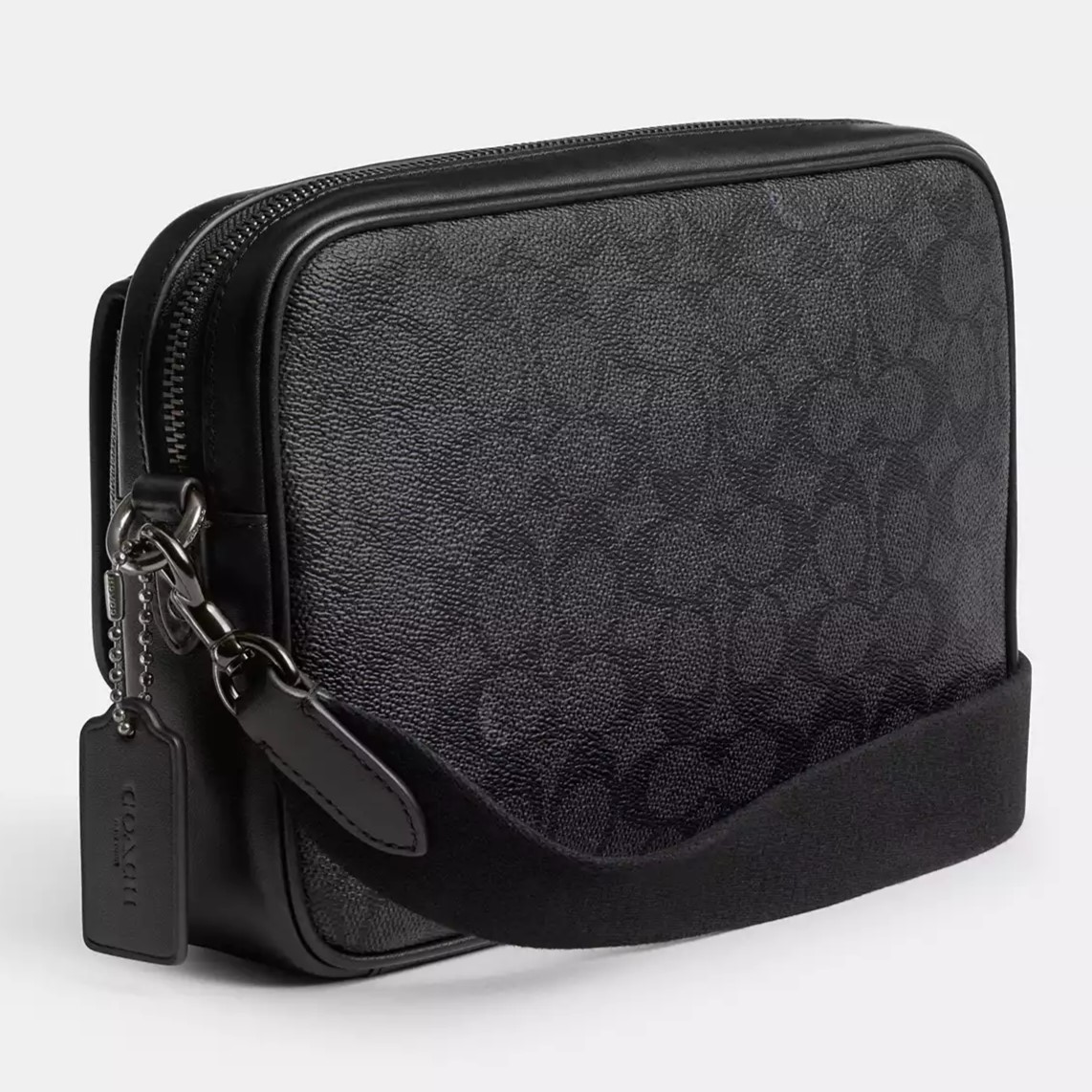 TÚI XÁCH NAM COACH CHARTER FLAP CROSSBODY 24 IN SIGNATURE CANVAS CHARCOAL CR712 5