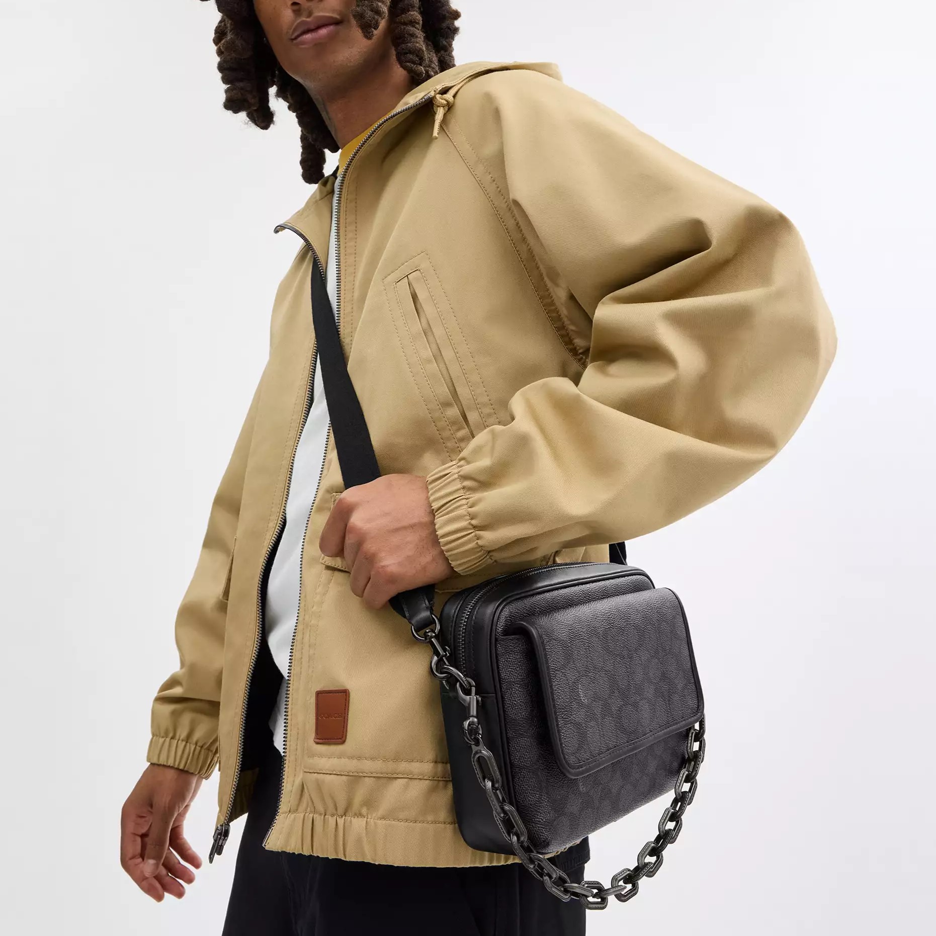 TÚI XÁCH NAM COACH CHARTER FLAP CROSSBODY 24 IN SIGNATURE CANVAS CHARCOAL CR712 7
