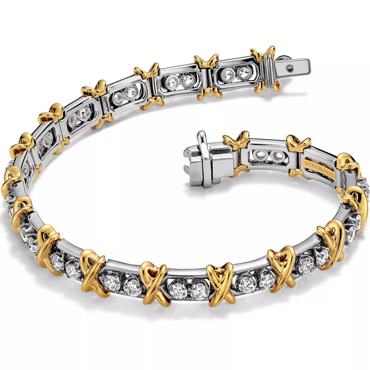 Vòng tay Sixteen Stone by Tiffany Bracelet in Platinum and Yellow Gold with Diamonds 1