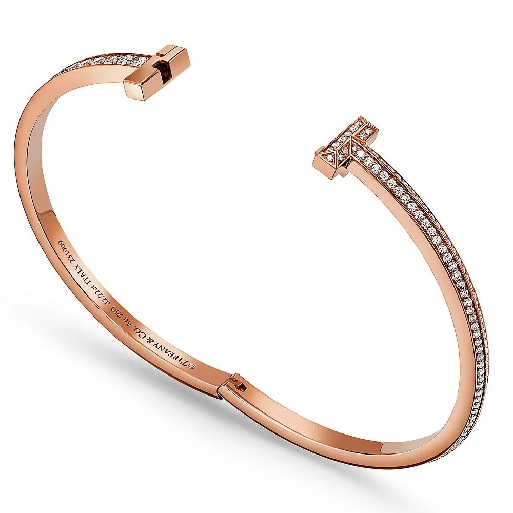 Vòng tay Tiffany T1 Narrow Diamond Hinged Bangle in Rose Gold 1