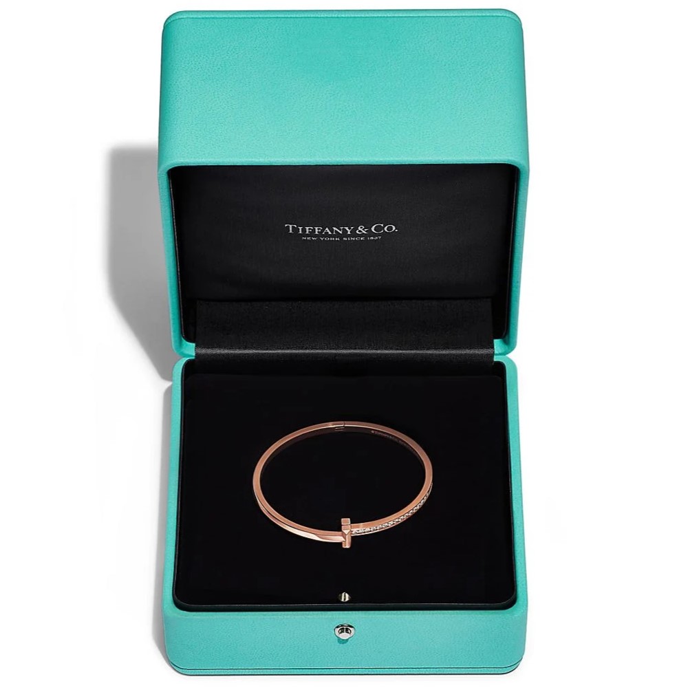 Vòng tay Tiffany T1 Narrow Diamond Hinged Bangle in Rose Gold 2
