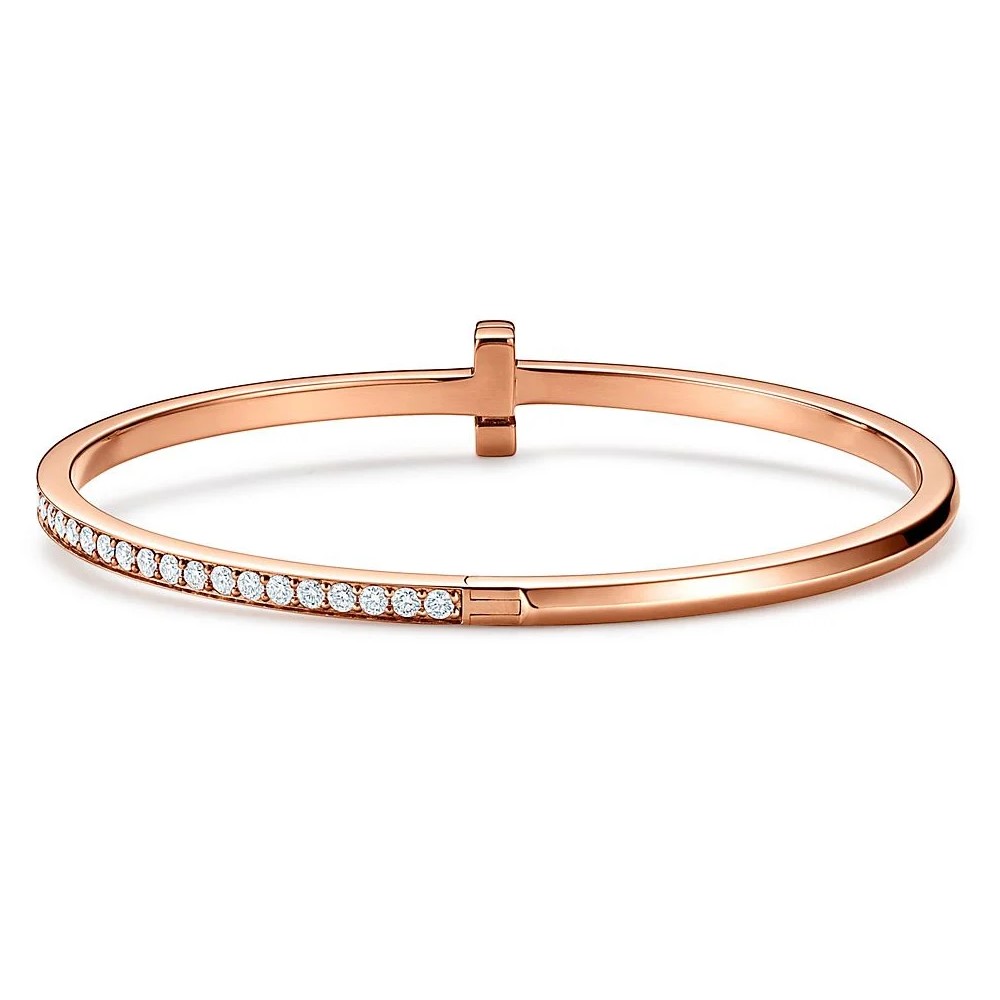 Vòng tay Tiffany T1 Narrow Diamond Hinged Bangle in Rose Gold 3