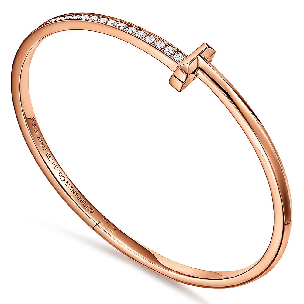 Vòng tay Tiffany T1 Narrow Diamond Hinged Bangle in Rose Gold 10