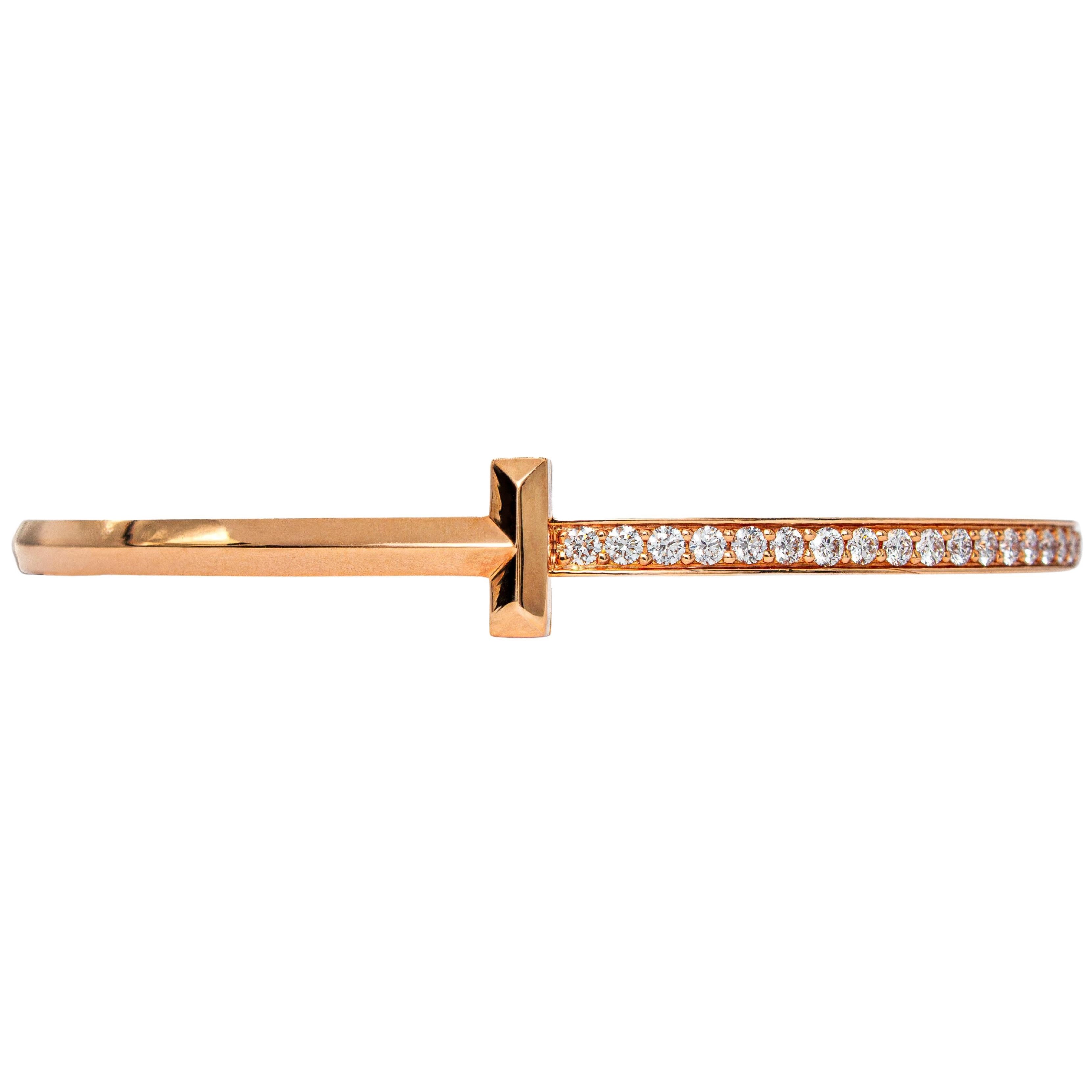 Vòng tay Tiffany T1 Narrow Diamond Hinged Bangle in Rose Gold 13