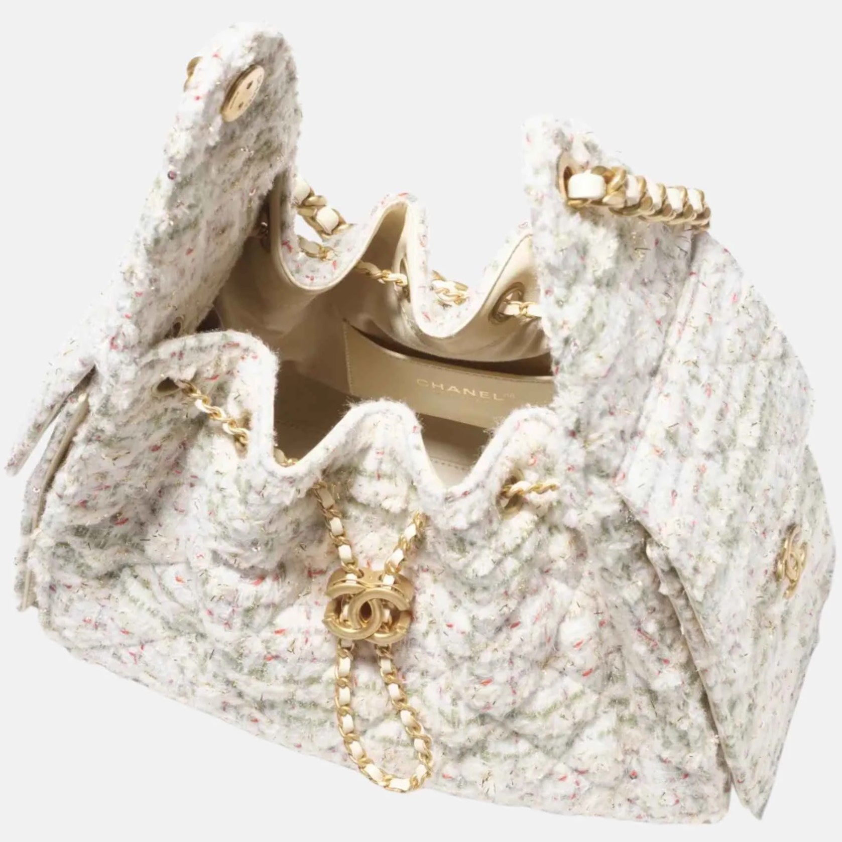 Túi xách Chanel 25 Small Handbag Wool Tweed Ecru Khaki 1