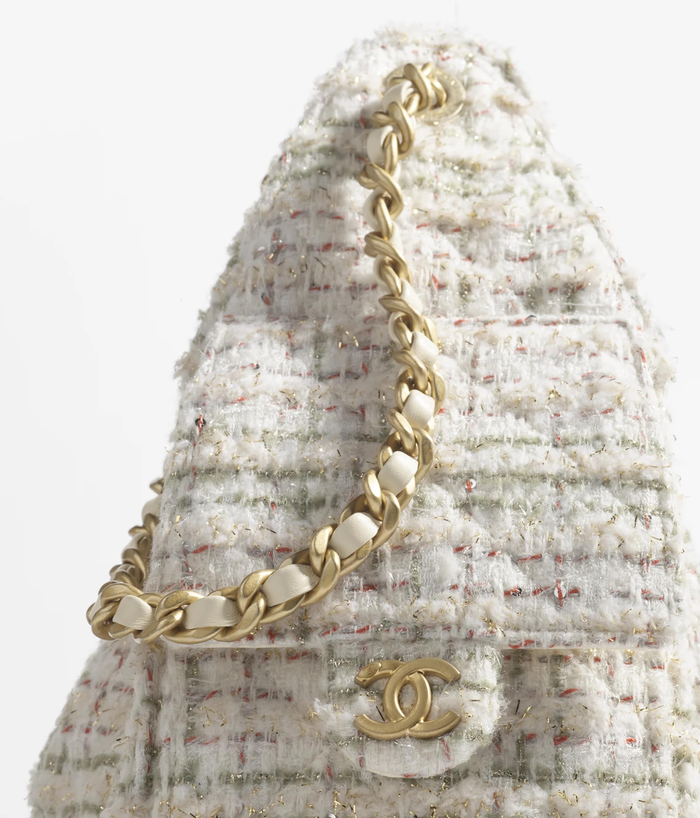 Túi xách Chanel 25 Small Handbag Wool Tweed Ecru Khaki 2